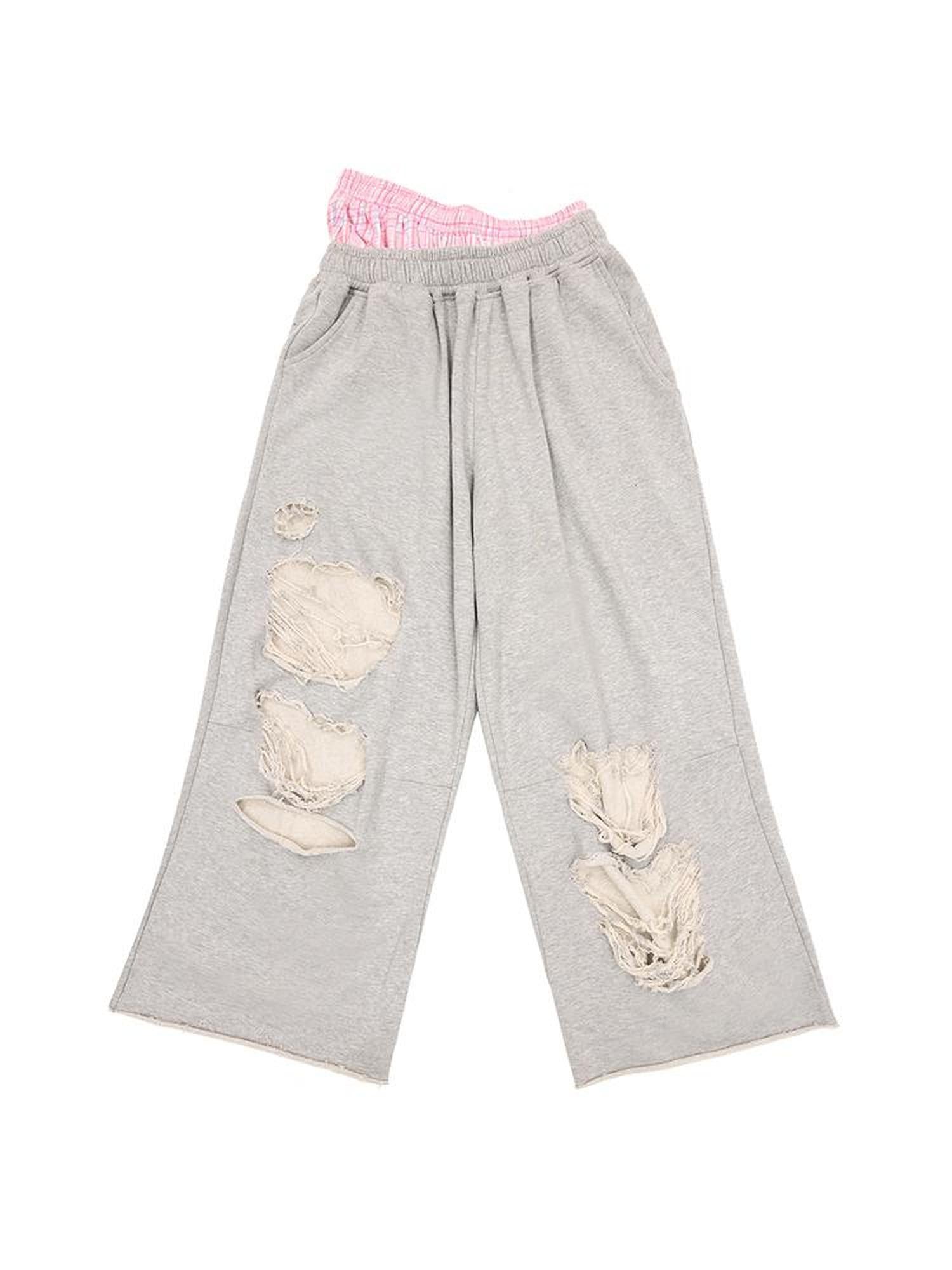 CFIERCE Cotton Low Elasticity Hole Detail Sweatpants