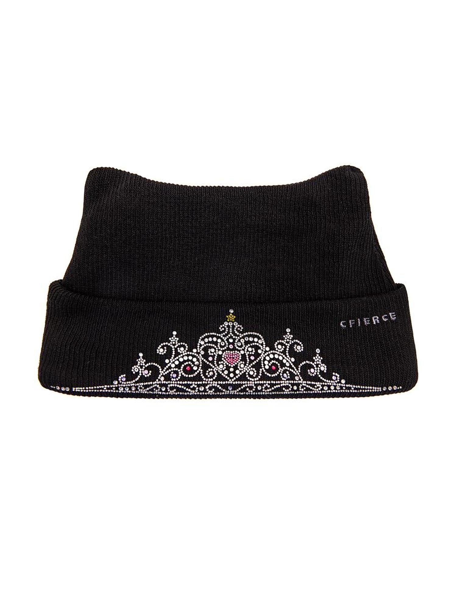 CFIERCE Crown Crystal Embellished Knit Beanie