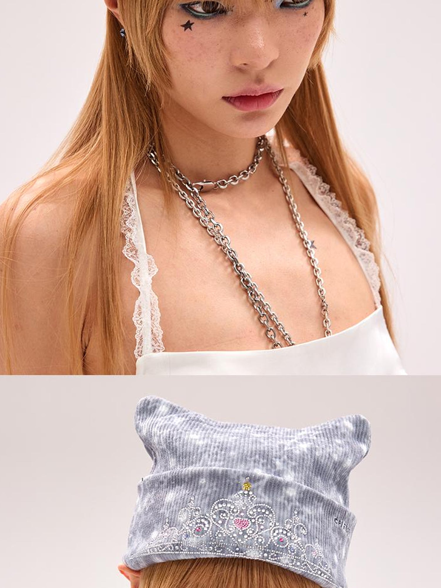 CFIERCE Crown Crystal Embellished Knit Beanie