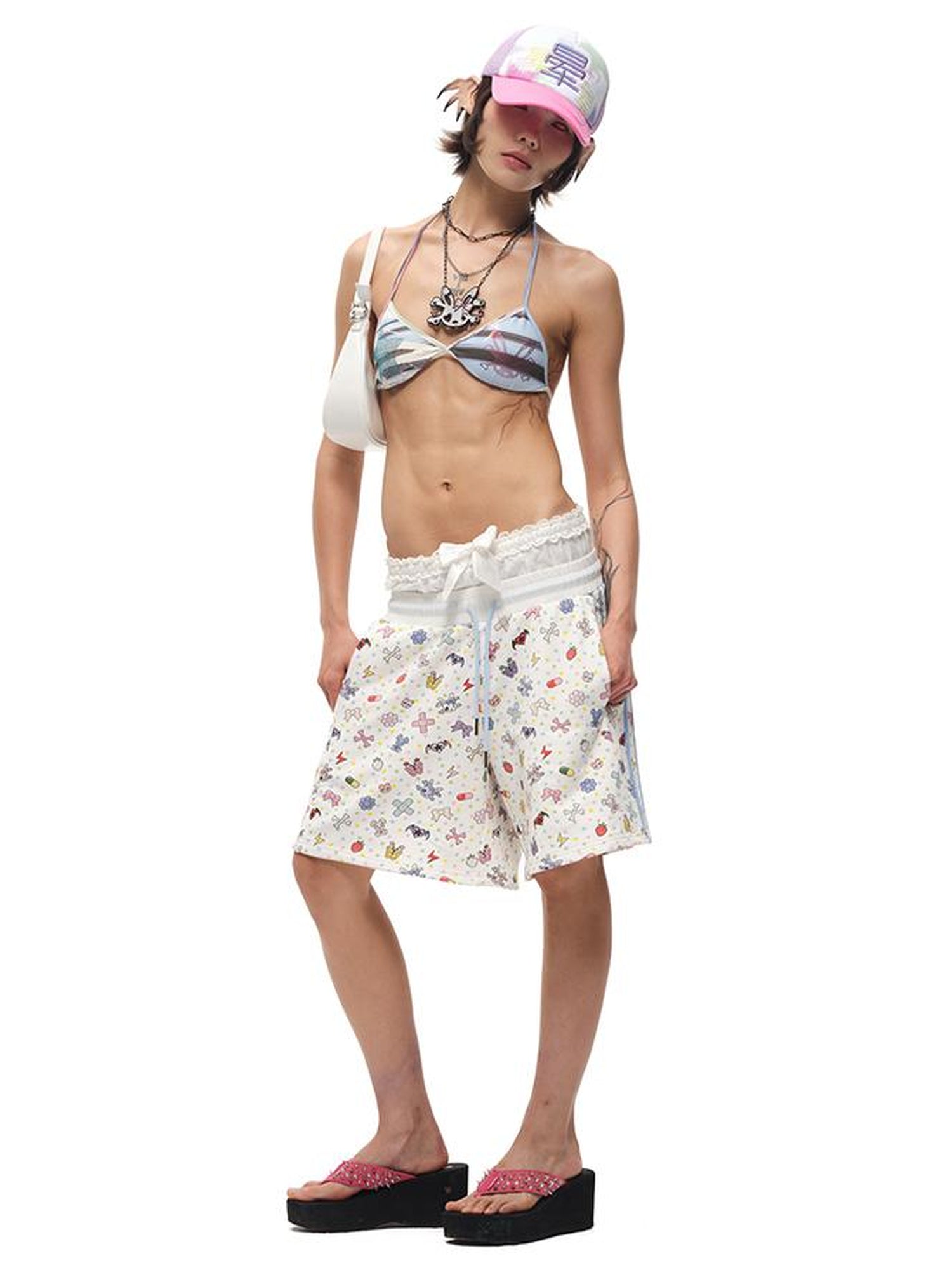 CFIERCE Crystal Bow Bunny Skull Necklace