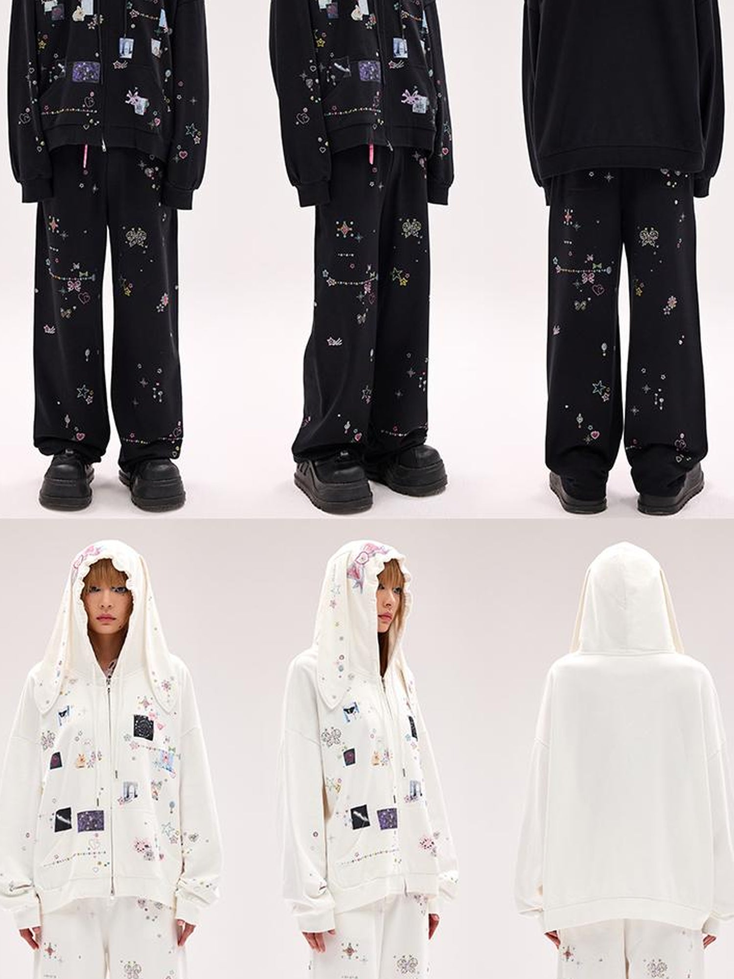 CFIERCE Crystal Embellished Cotton Sweatpants
