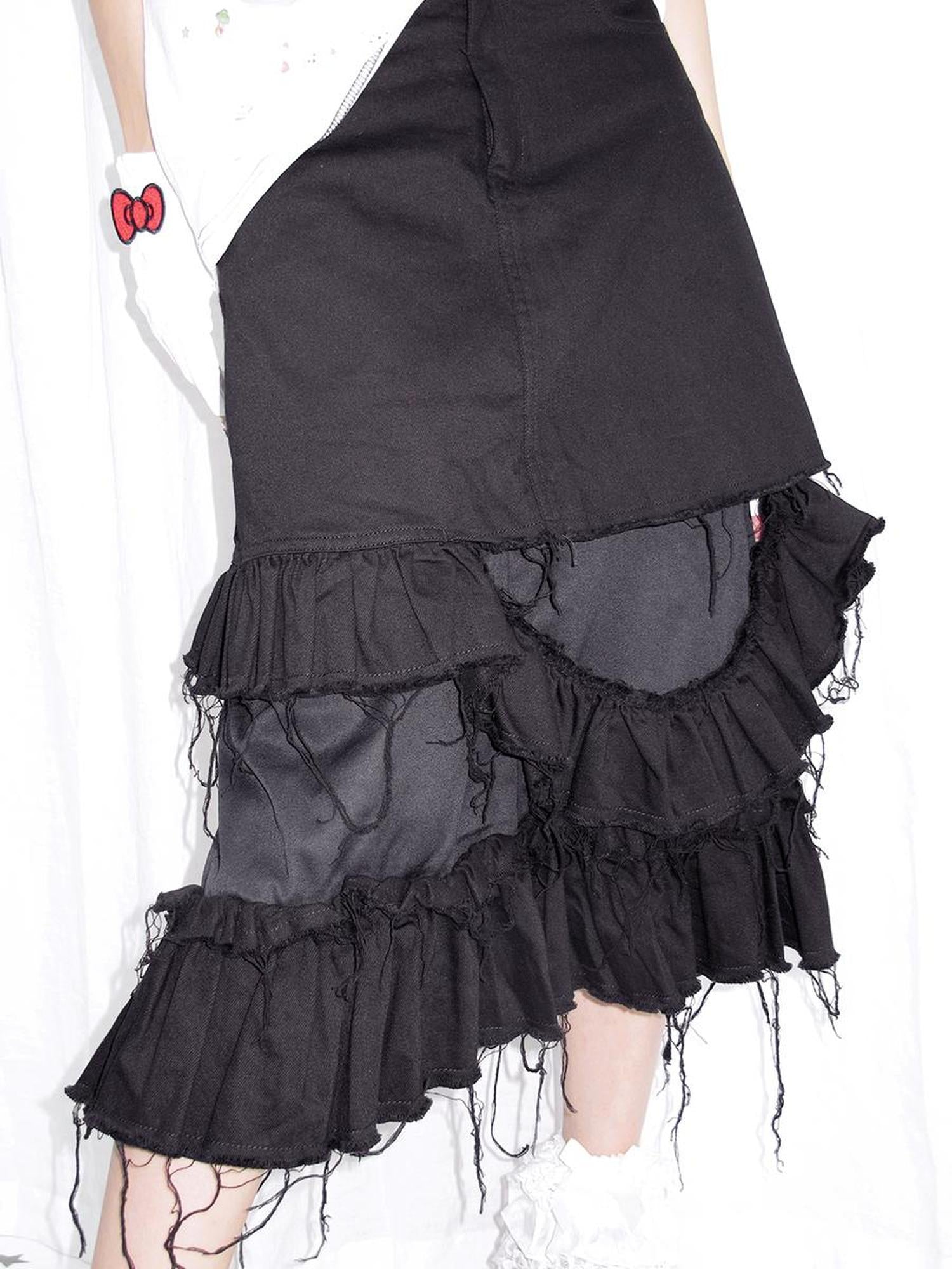 CFIERCE Distressed Black Denim Skirt