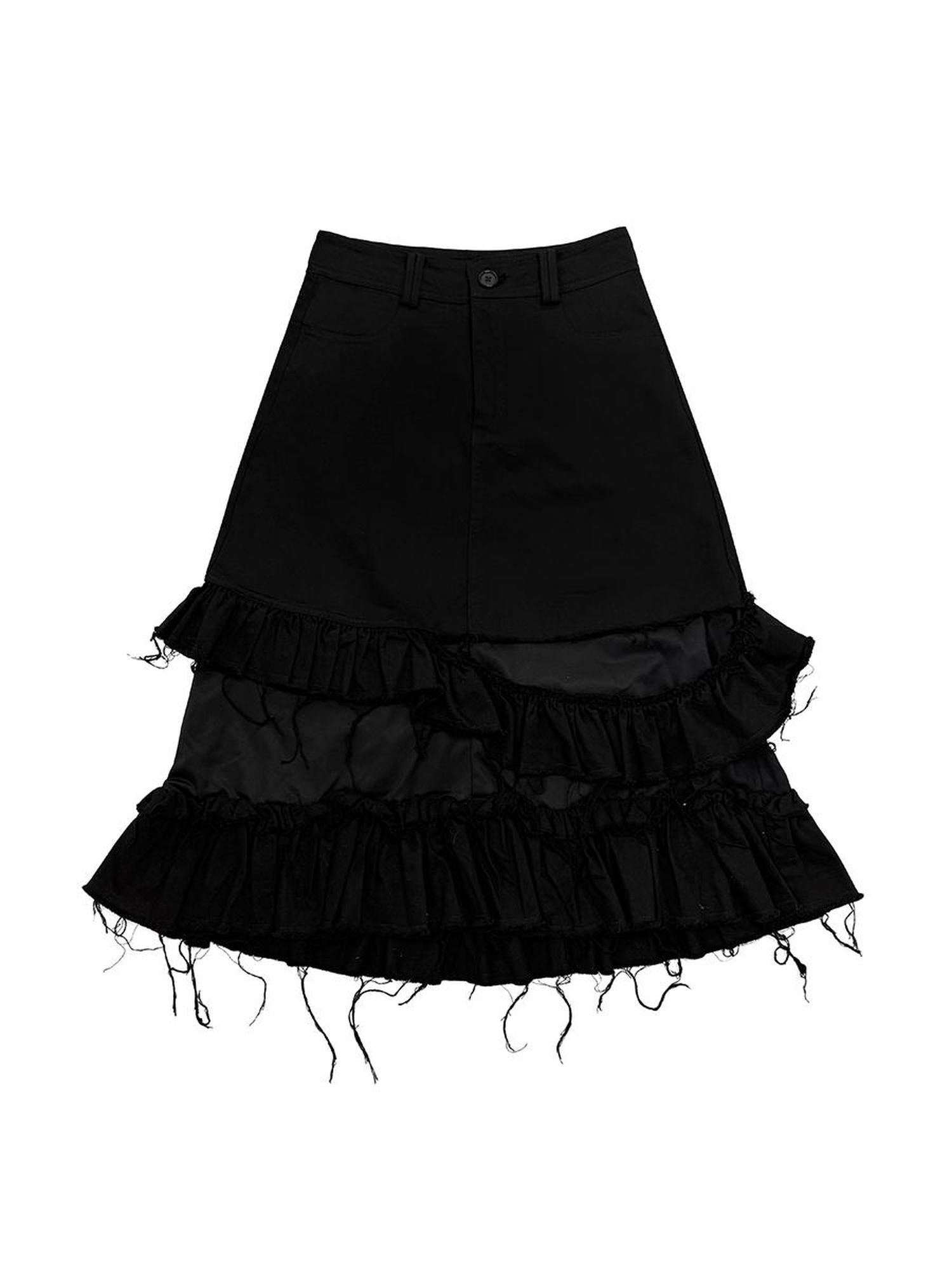 CFIERCE Distressed Black Denim Skirt