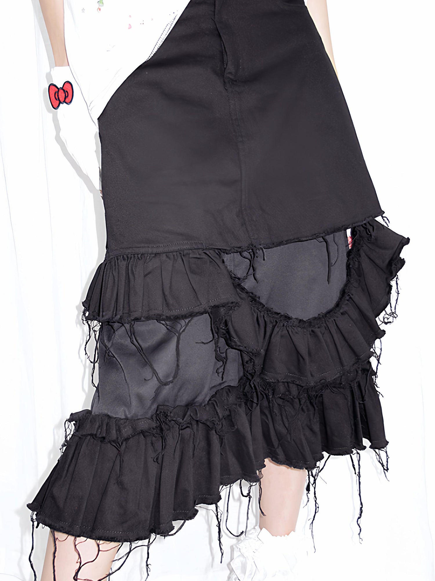 CFIERCE Distressed Black Denim Skirt