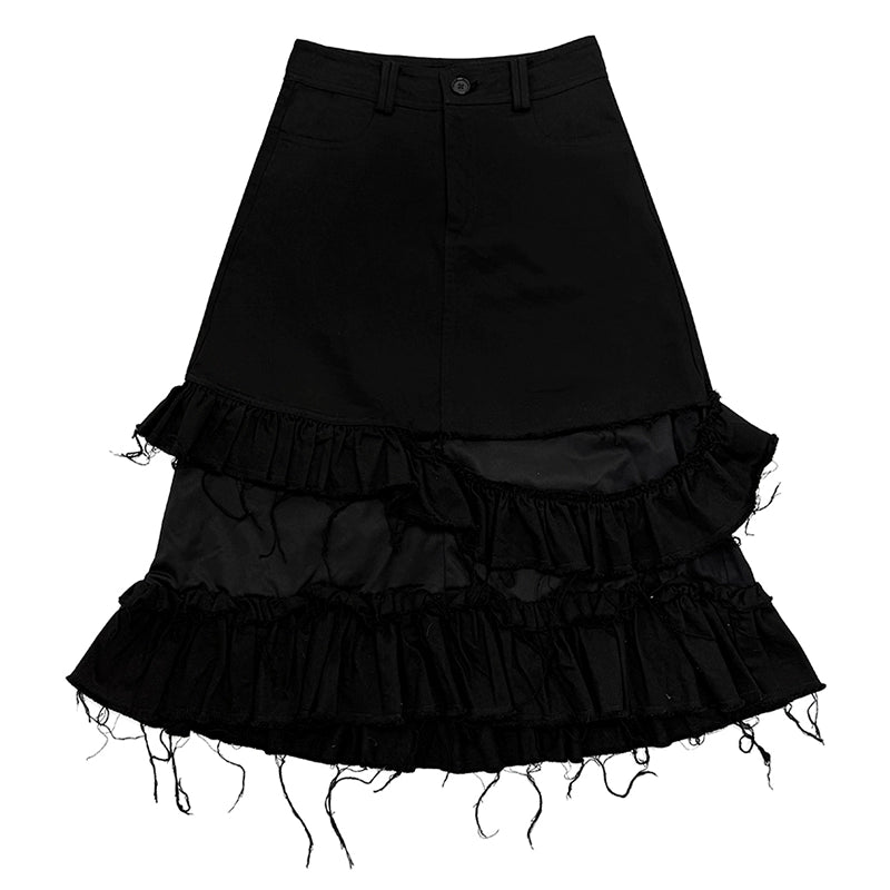 CFIERCE_Distressed_Black_Denim_Skirt_MISSTT