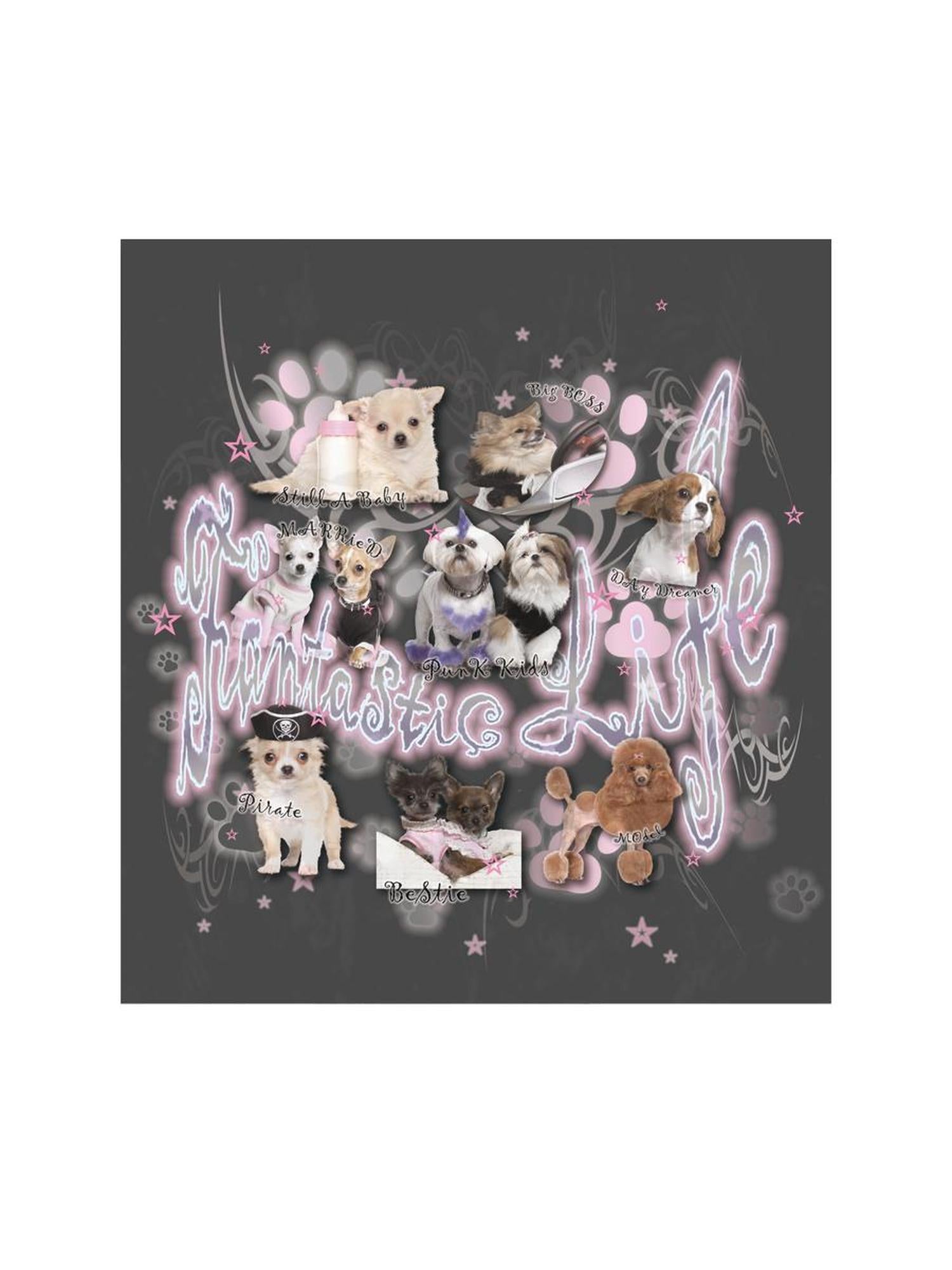 CFIERCE Dog Print Contrast Color Loose Tee