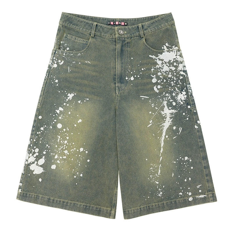 CFIERCE_Fierce_Paint_Splatter_Denim_Shorts_Medium_Stretch_Mid_Rise_Classic_Fit_MISSTT