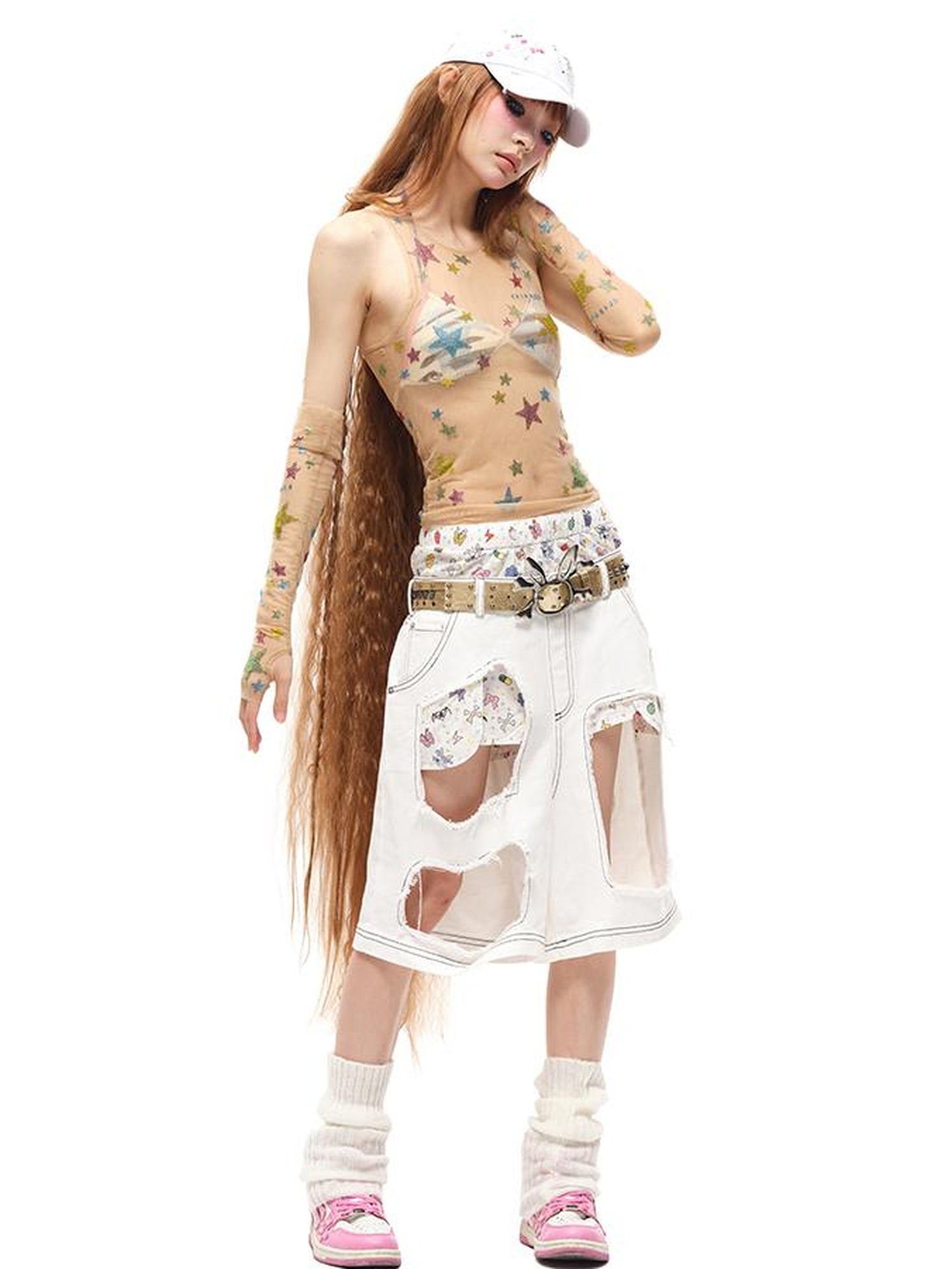 CFIERCE Fierce Ripped Denim Shorts With Detailing