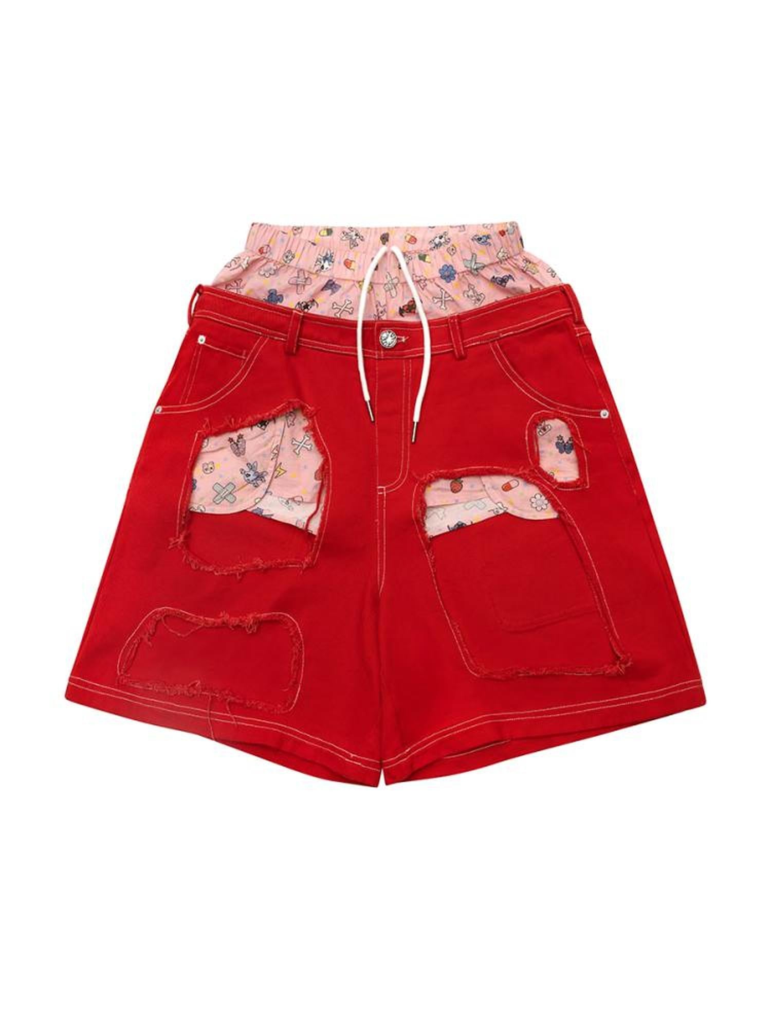 CFIERCE Fierce Ripped Denim Shorts With Detailing