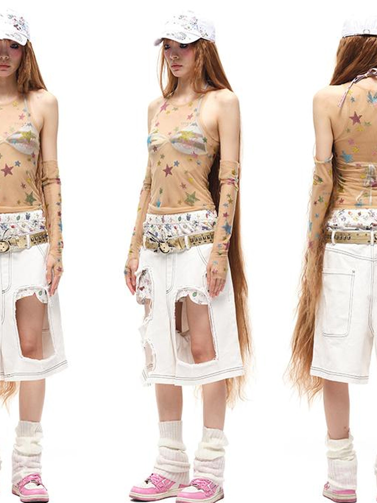 CFIERCE Fierce Ripped Denim Shorts With Detailing