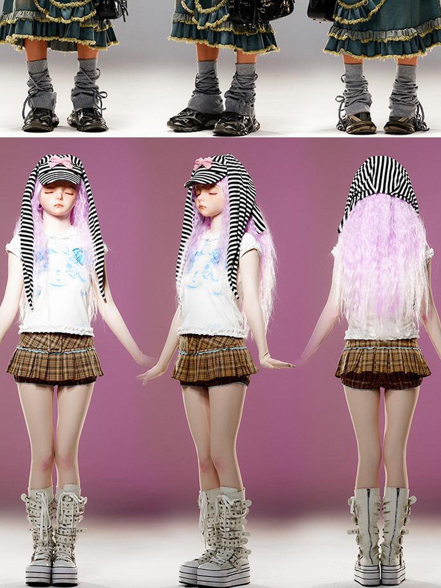 CFIERCE Fierce Striped Rabbit Ear Baseball Cap