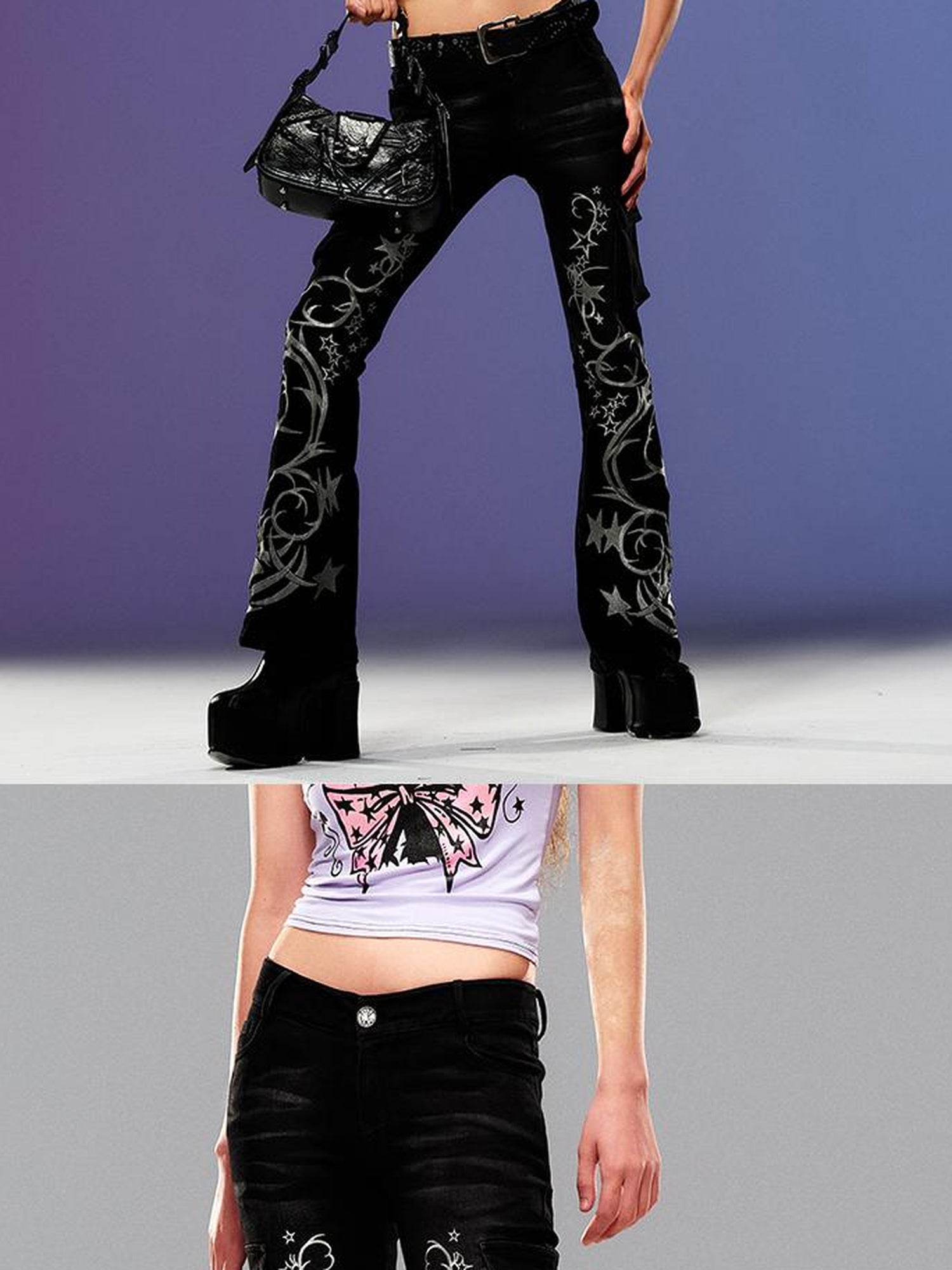CFIERCE Five Pointed Star Embroidered Denim Jeans