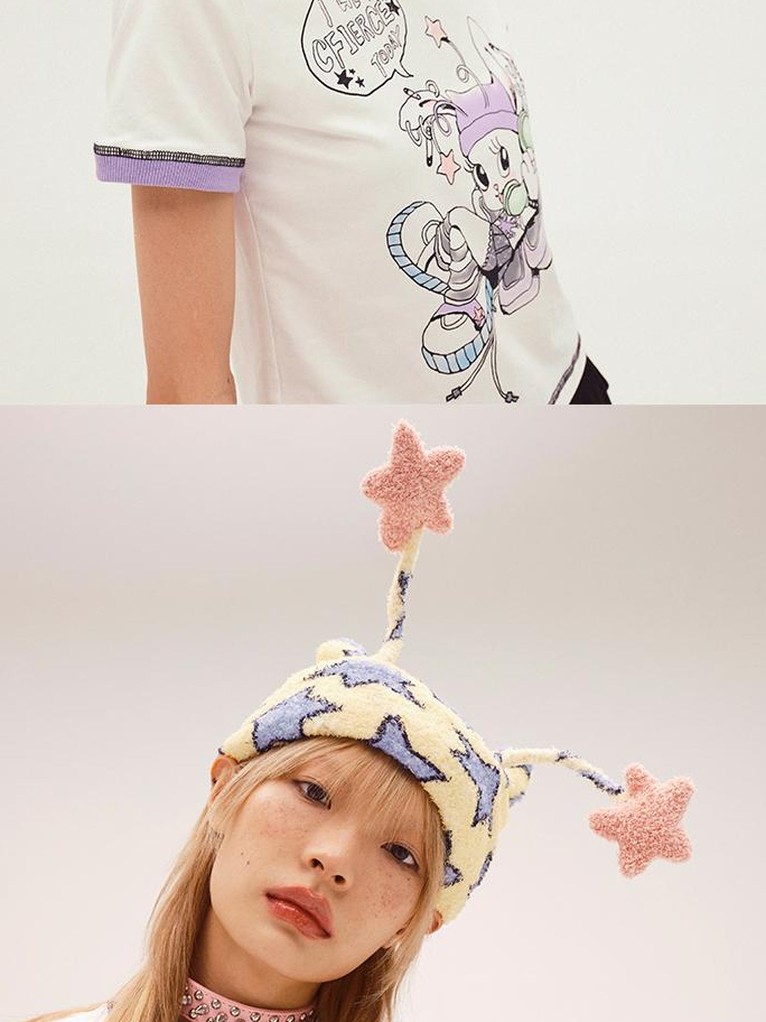 CFIERCE Five Pointed Star Print Antennae Knit Hat