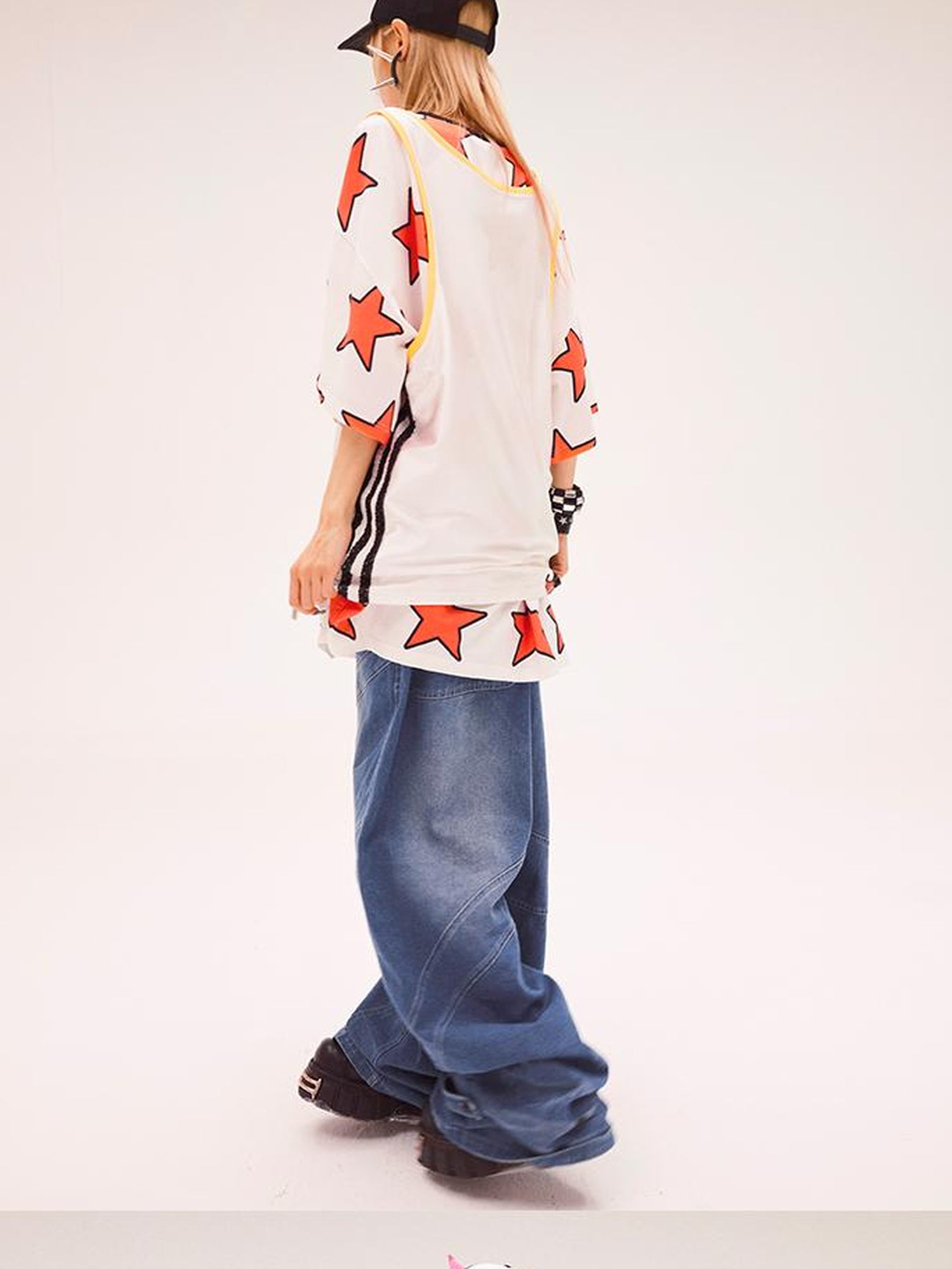 CFIERCE Five Pointed Star Print Oversized Tee