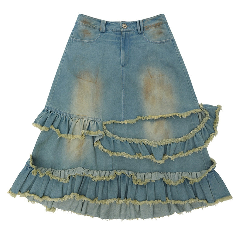 CFIERCE_Fringed_Mud_Dyed_Denim_Skirt_MISSTT