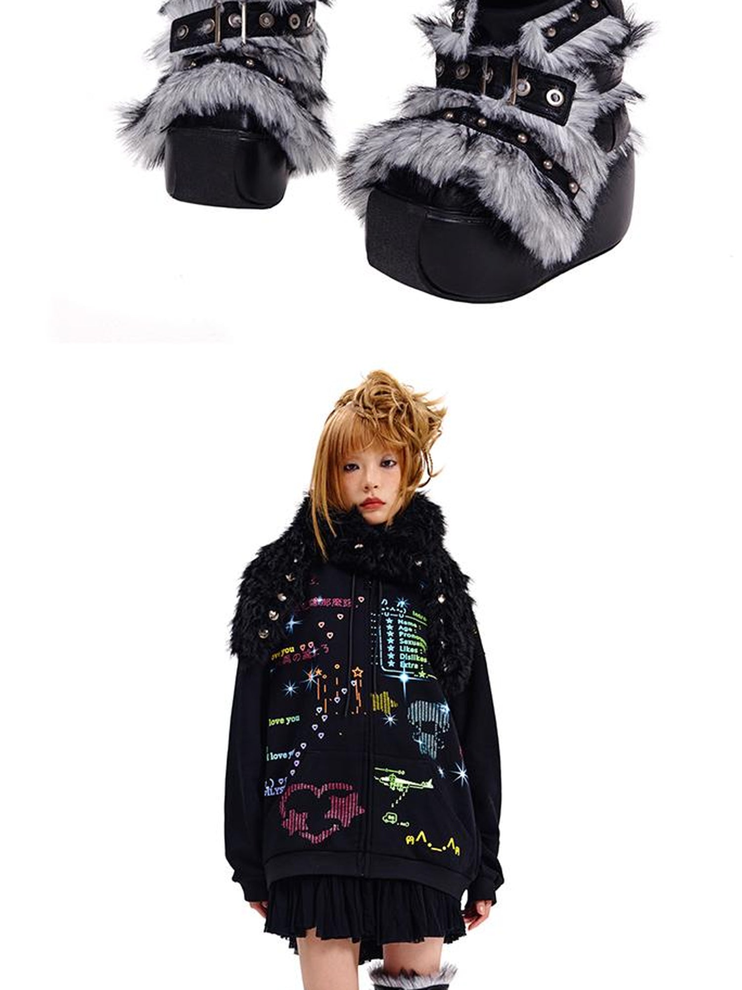 CFIERCE Fur Trimmed Leg Warmers