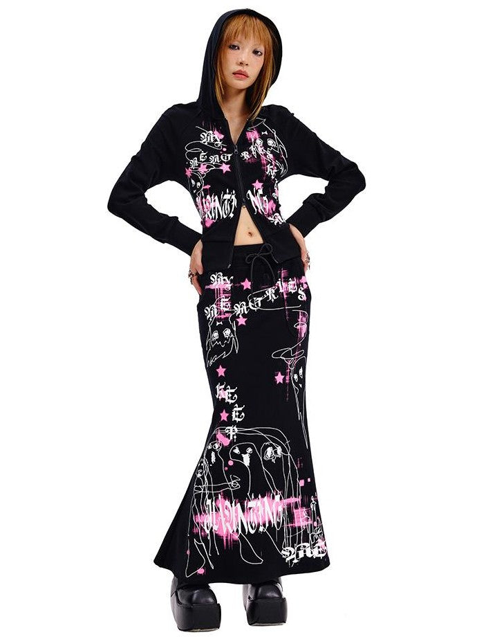 CFIERCE Ghost Print Lace Up Slim Fit Women&