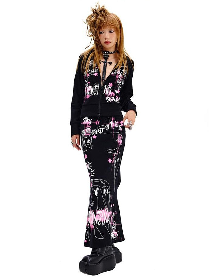 CFIERCE Ghost Print Lace Up Slim Fit Women&