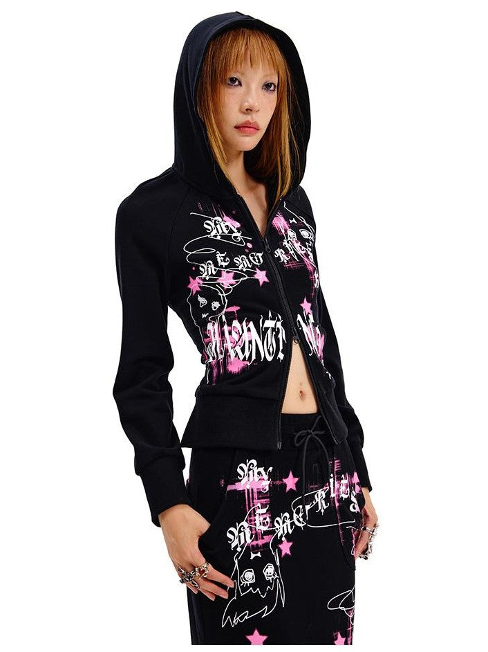 CFIERCE Ghost Print Lace Up Slim Fit Women&