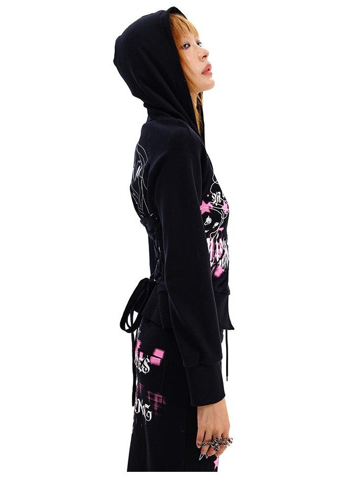 CFIERCE Ghost Print Lace Up Slim Fit Women&
