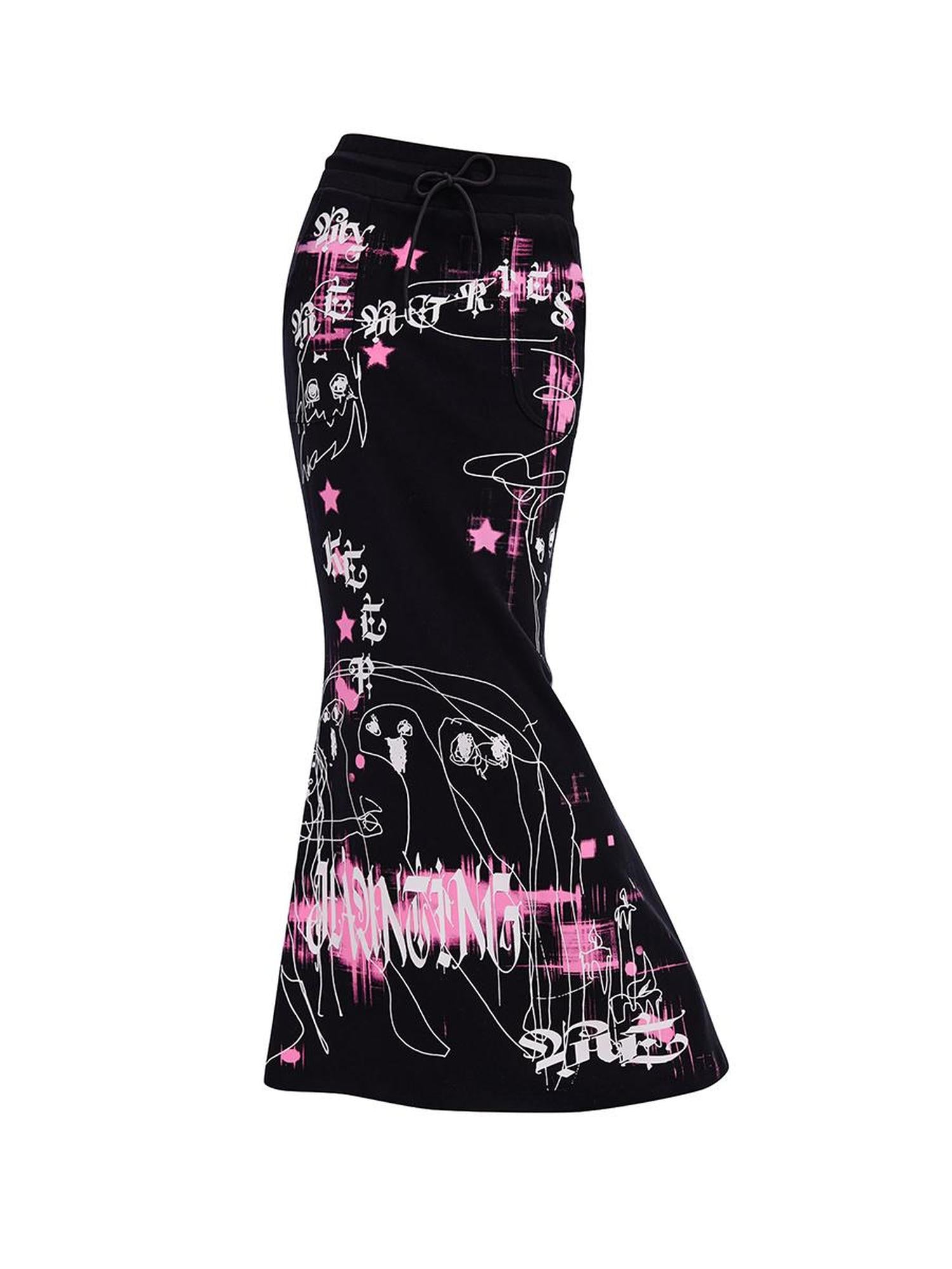 CFIERCE Ghost Print Mermaid Skirt