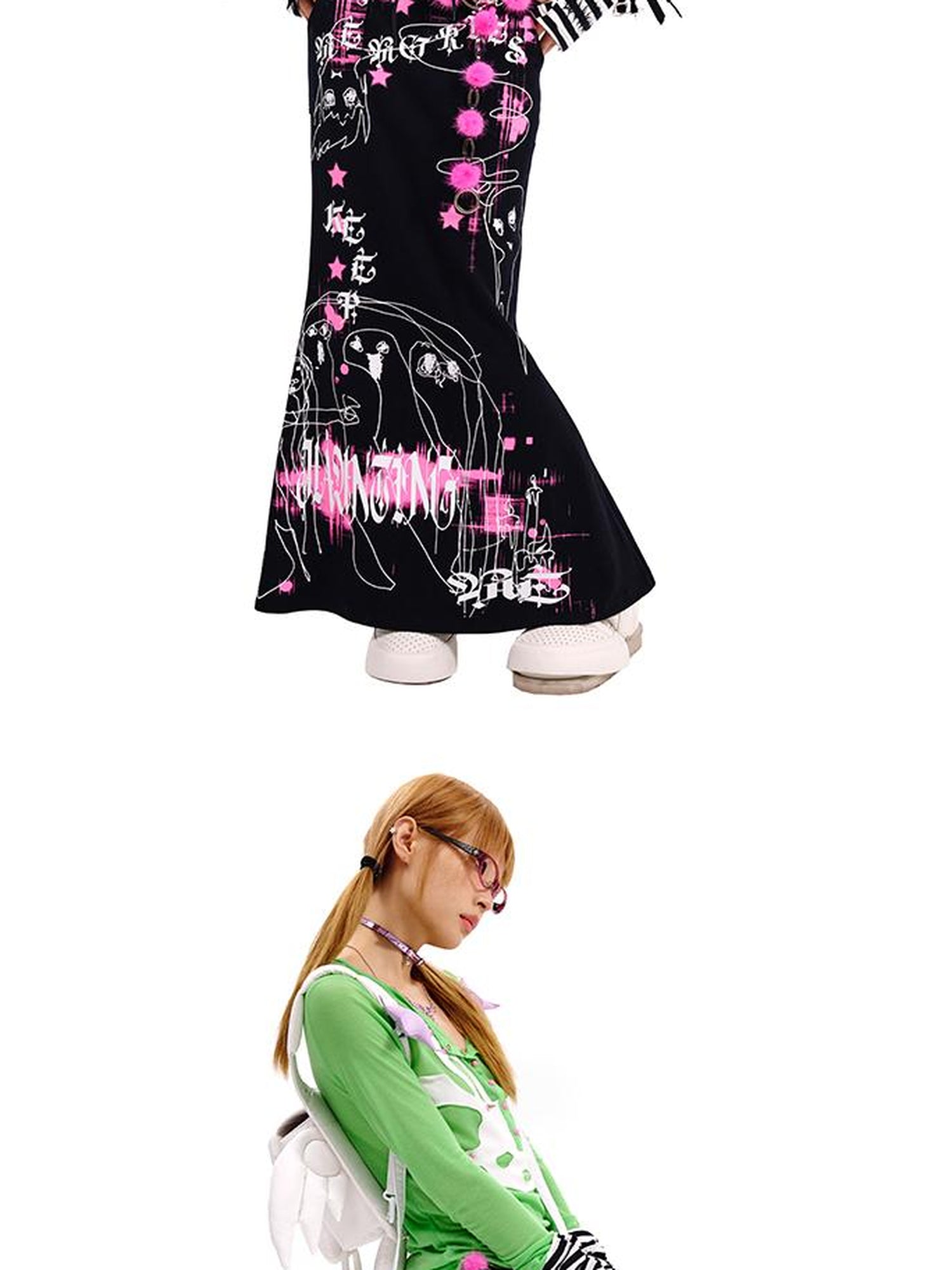 CFIERCE Ghost Print Mermaid Skirt