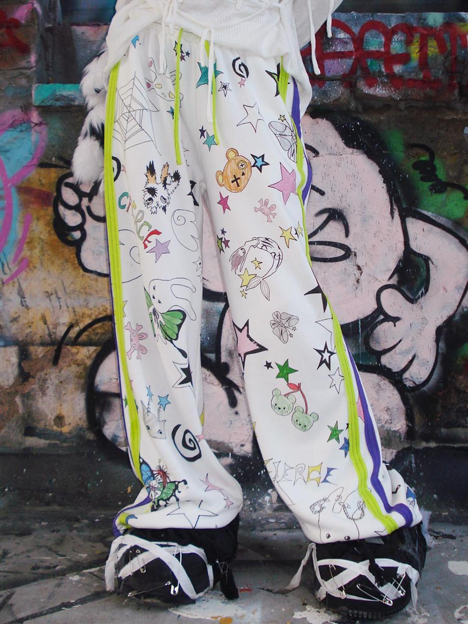 CFIERCE Graffiti Print Sweatpants