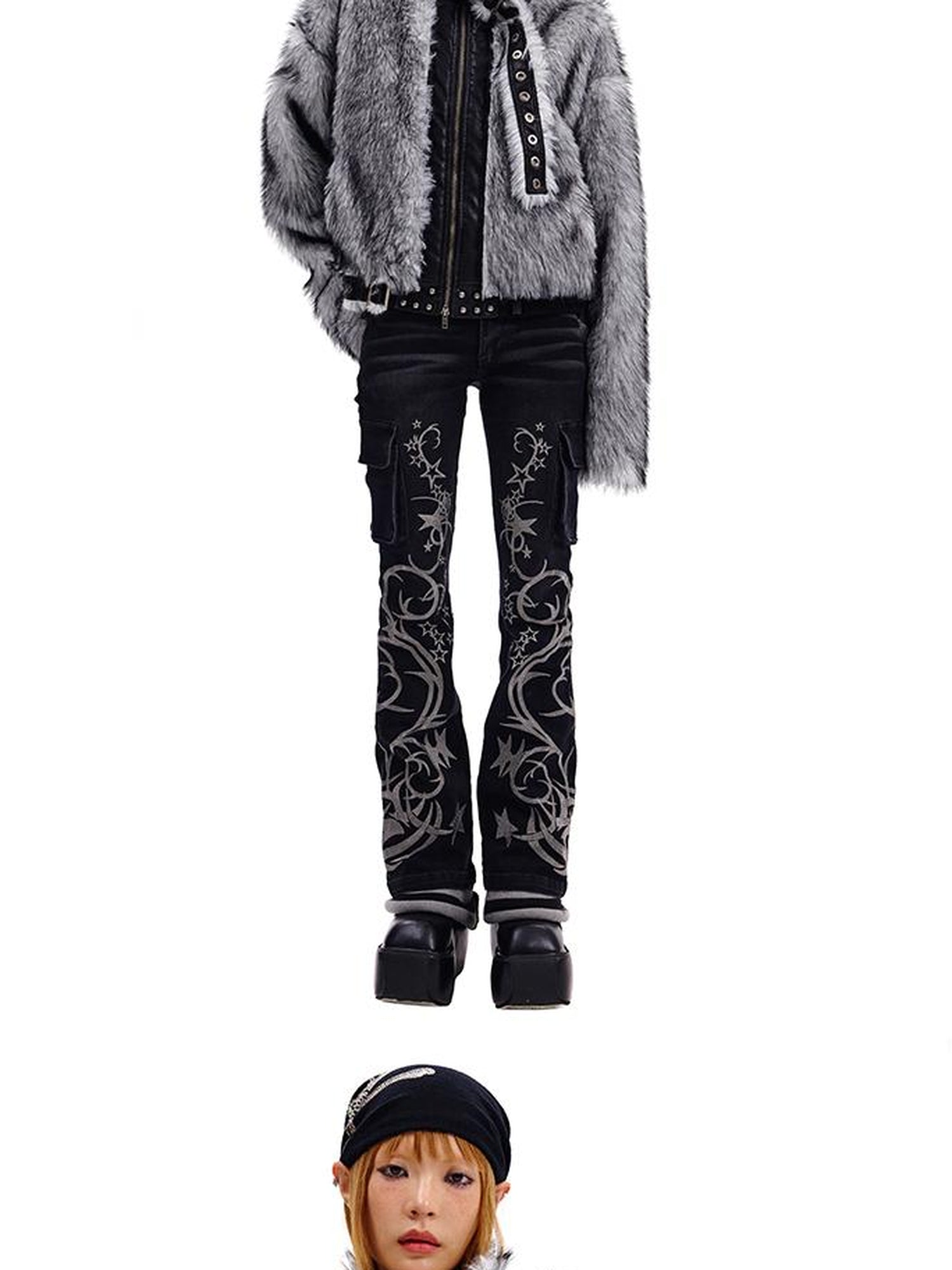 CFIERCE Grey Fur Trimmed Coat Aw24