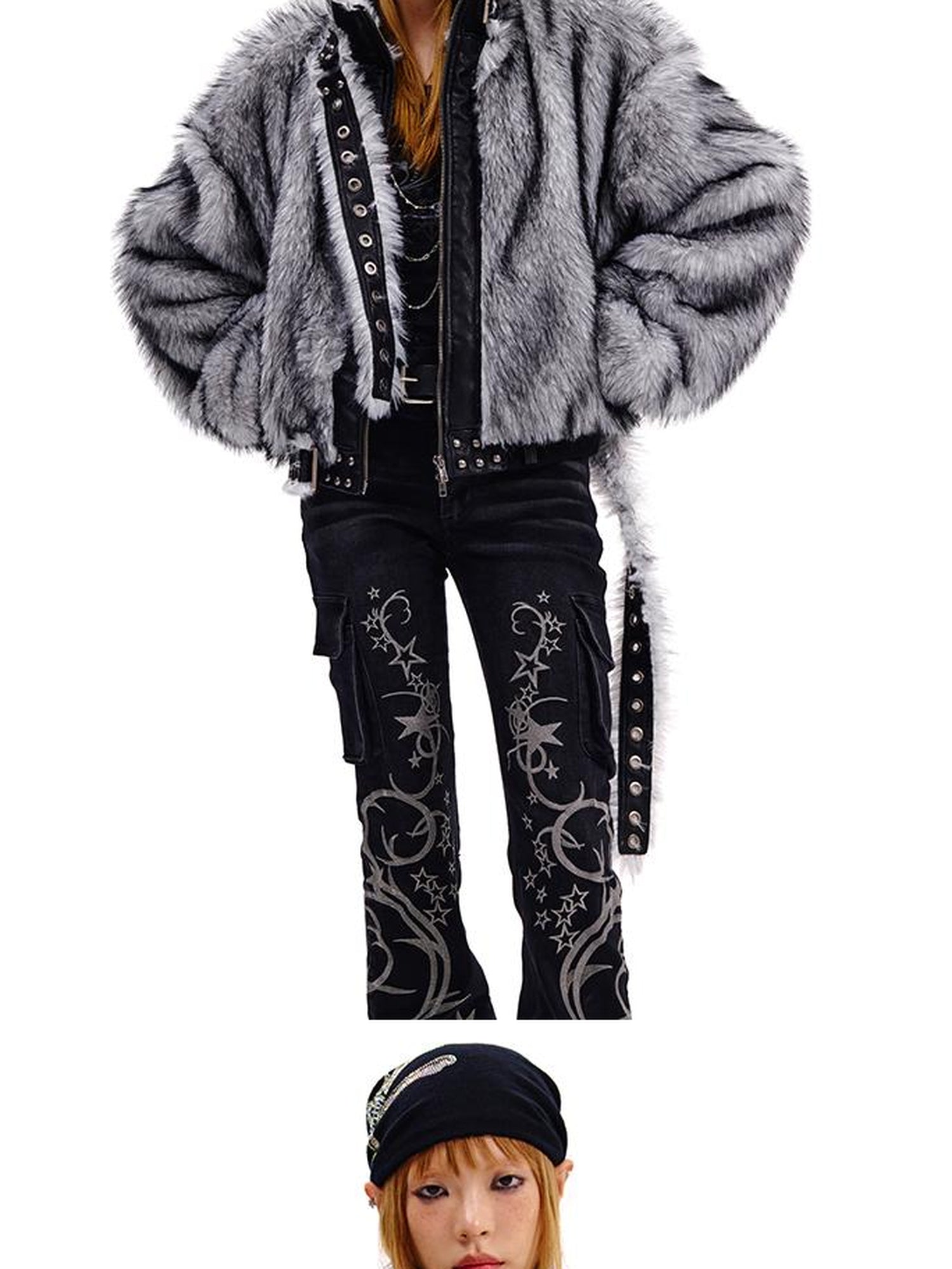 CFIERCE Grey Fur Trimmed Coat Aw24