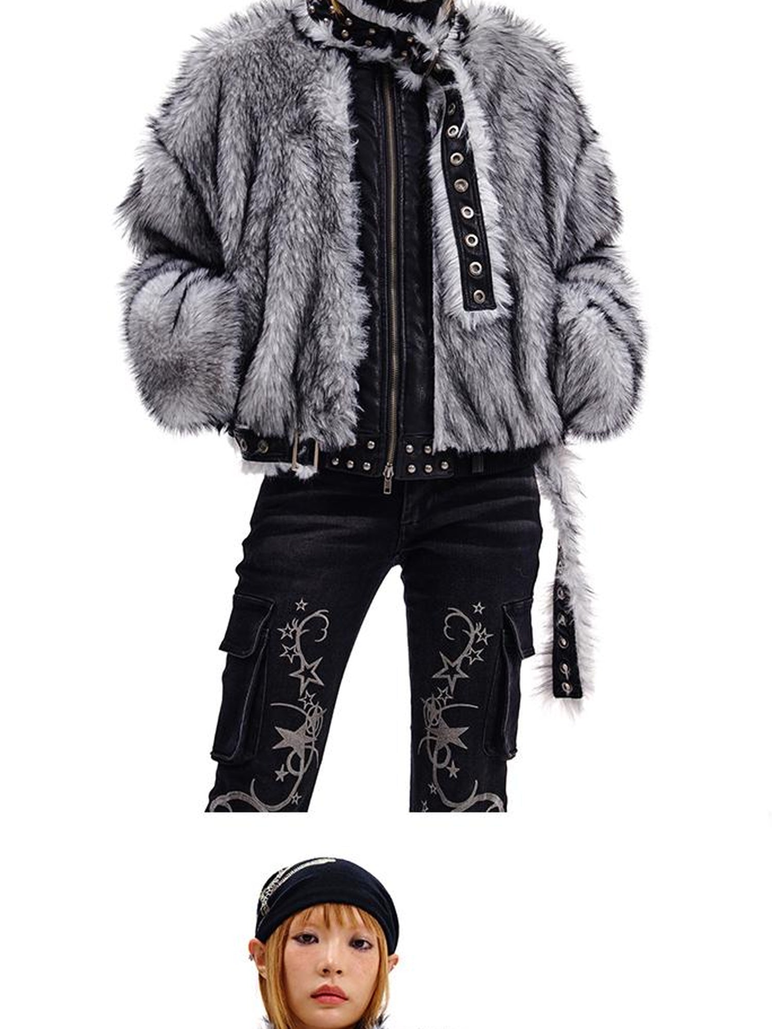 CFIERCE Grey Fur Trimmed Coat Aw24