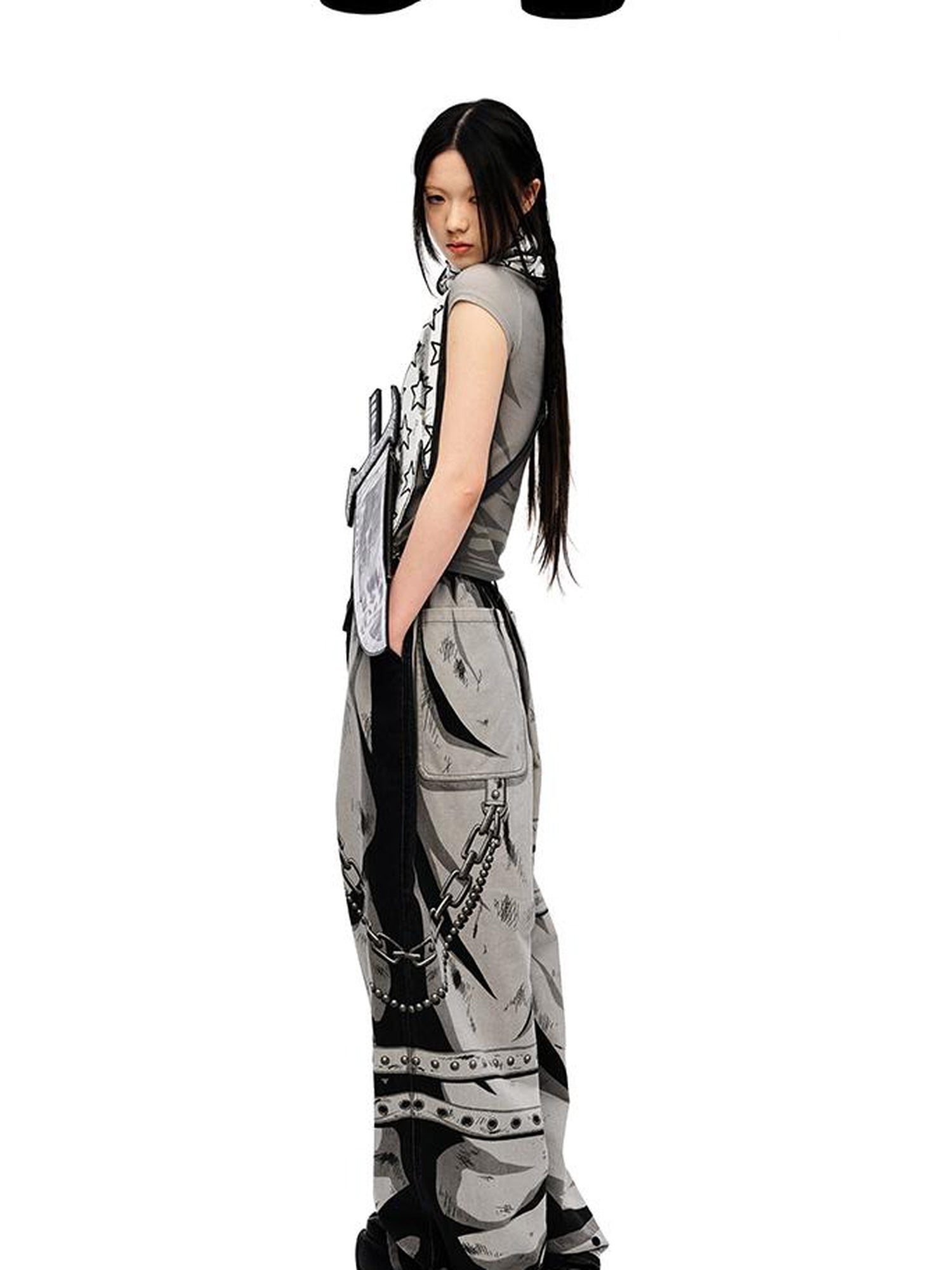 CFIERCE Hand Painted Floral Print Denim Jeans