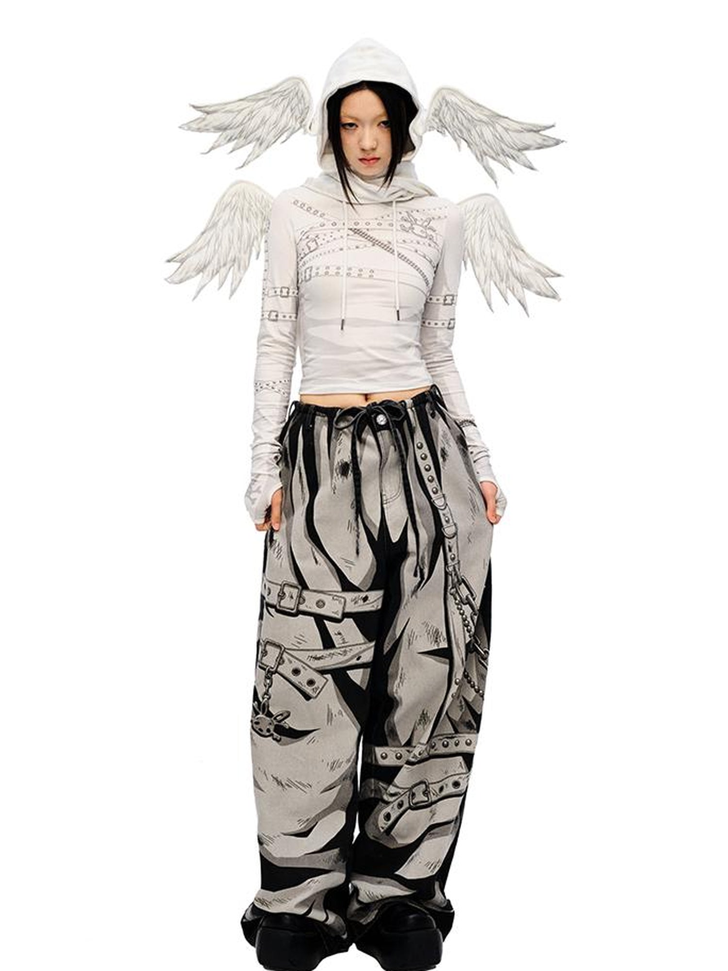CFIERCE Hand Painted Floral Print Denim Jeans