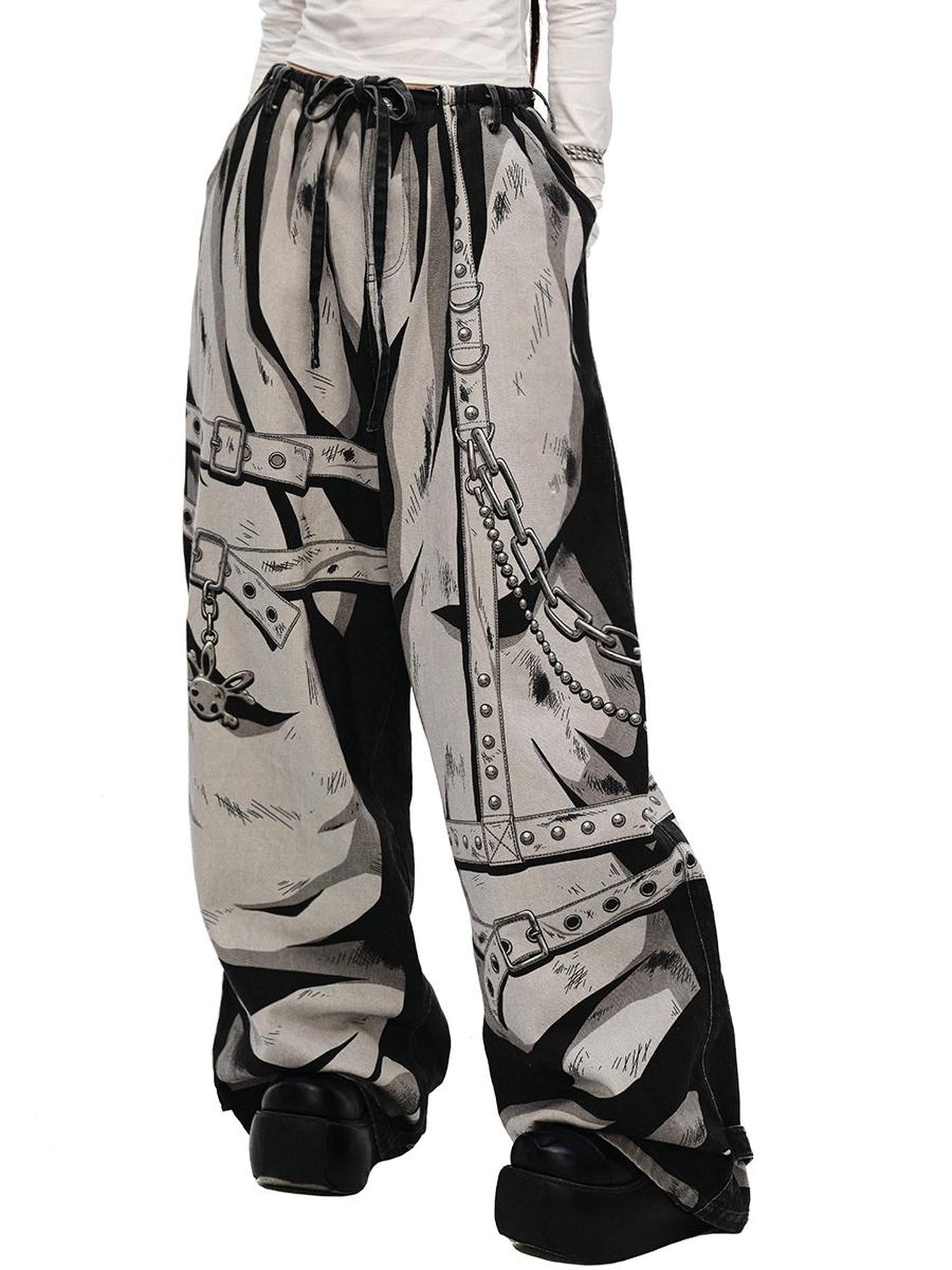 CFIERCE Hand Painted Floral Print Denim Jeans