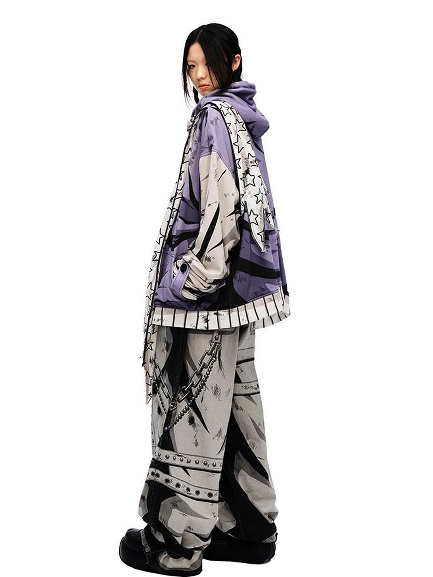 CFIERCE Hand Painted Floral Print Denim Jeans