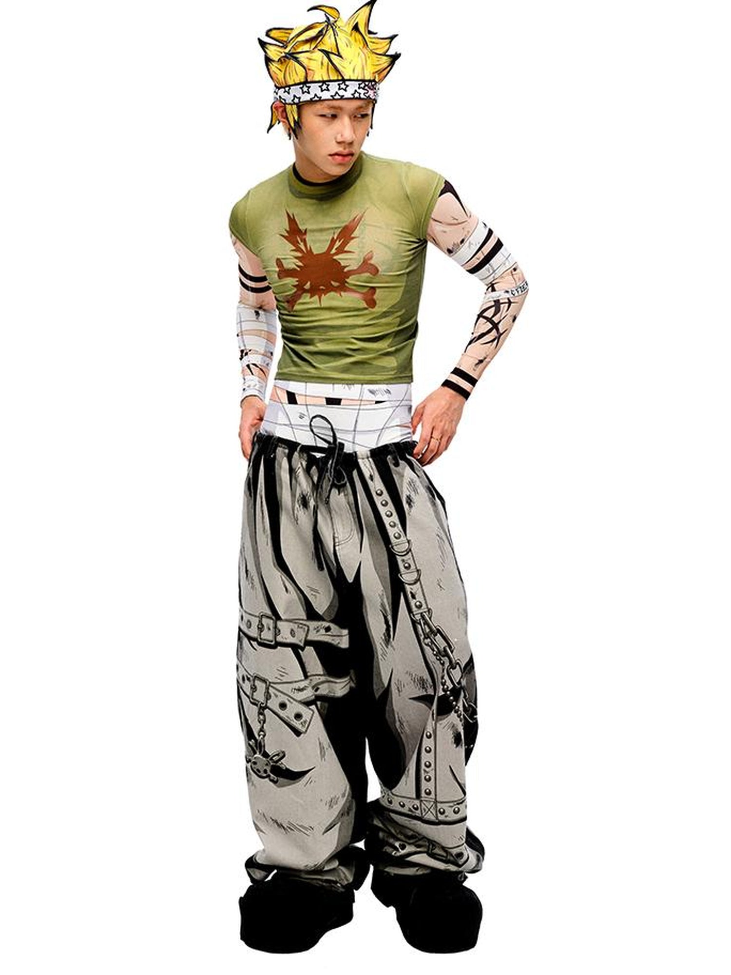 CFIERCE Hand Painted Floral Print Denim Jeans