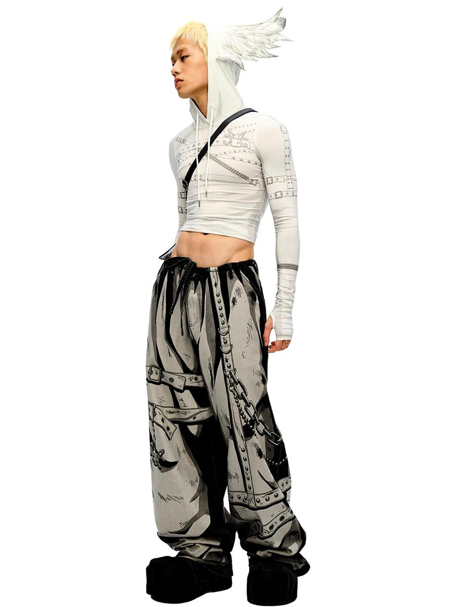 CFIERCE Hand Painted Floral Print Denim Jeans