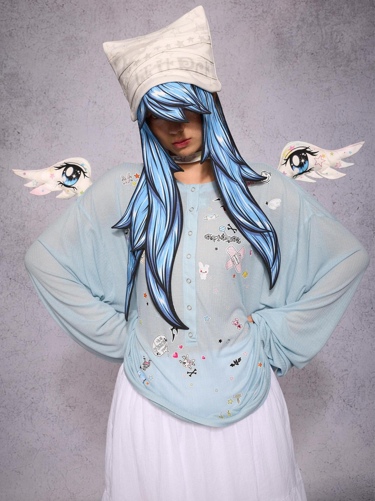 CFIERCE Hand Painted Print Long Hair Elf Women&