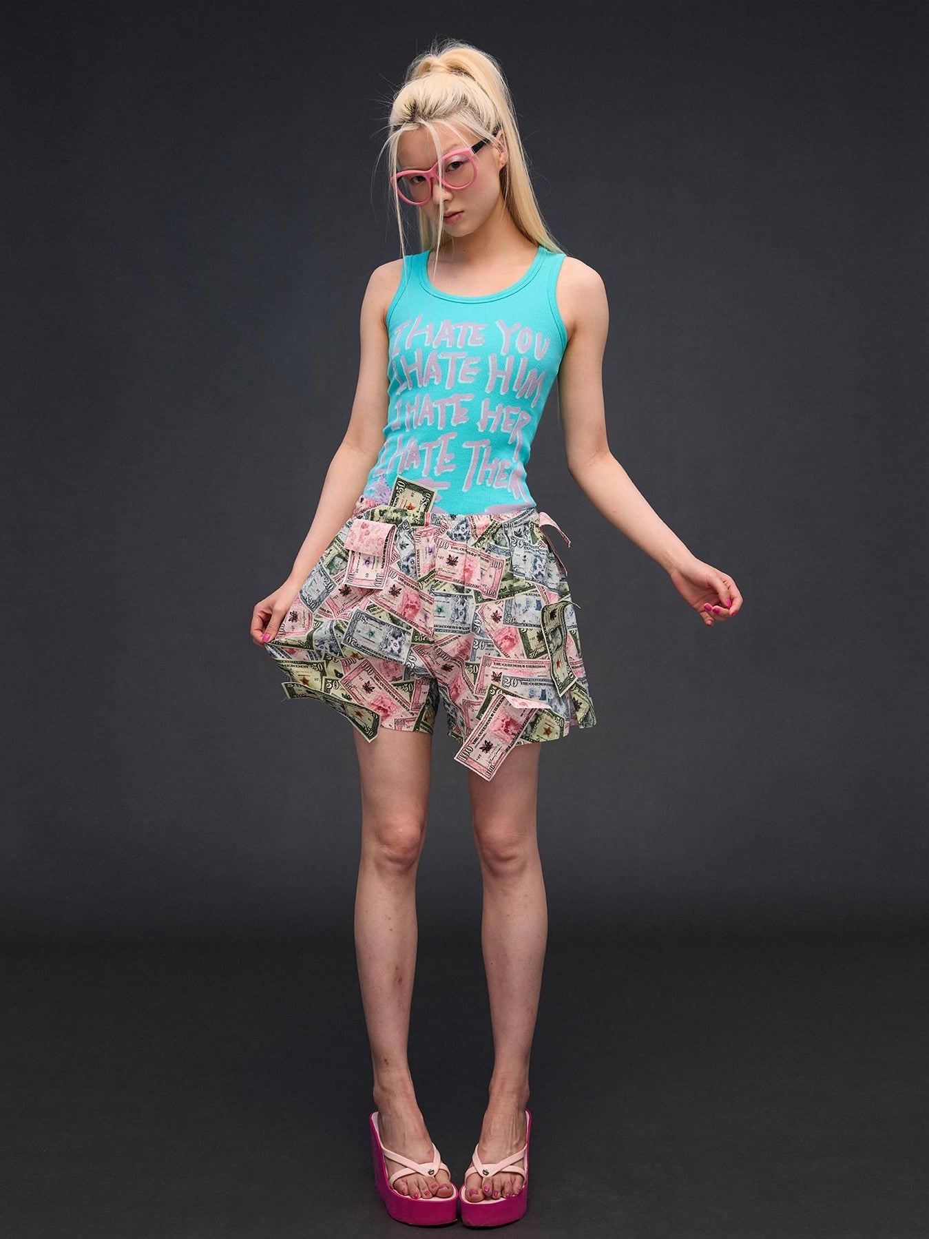 CFIERCE I Hate Graphic Print H Silhouette Round Neck Women&