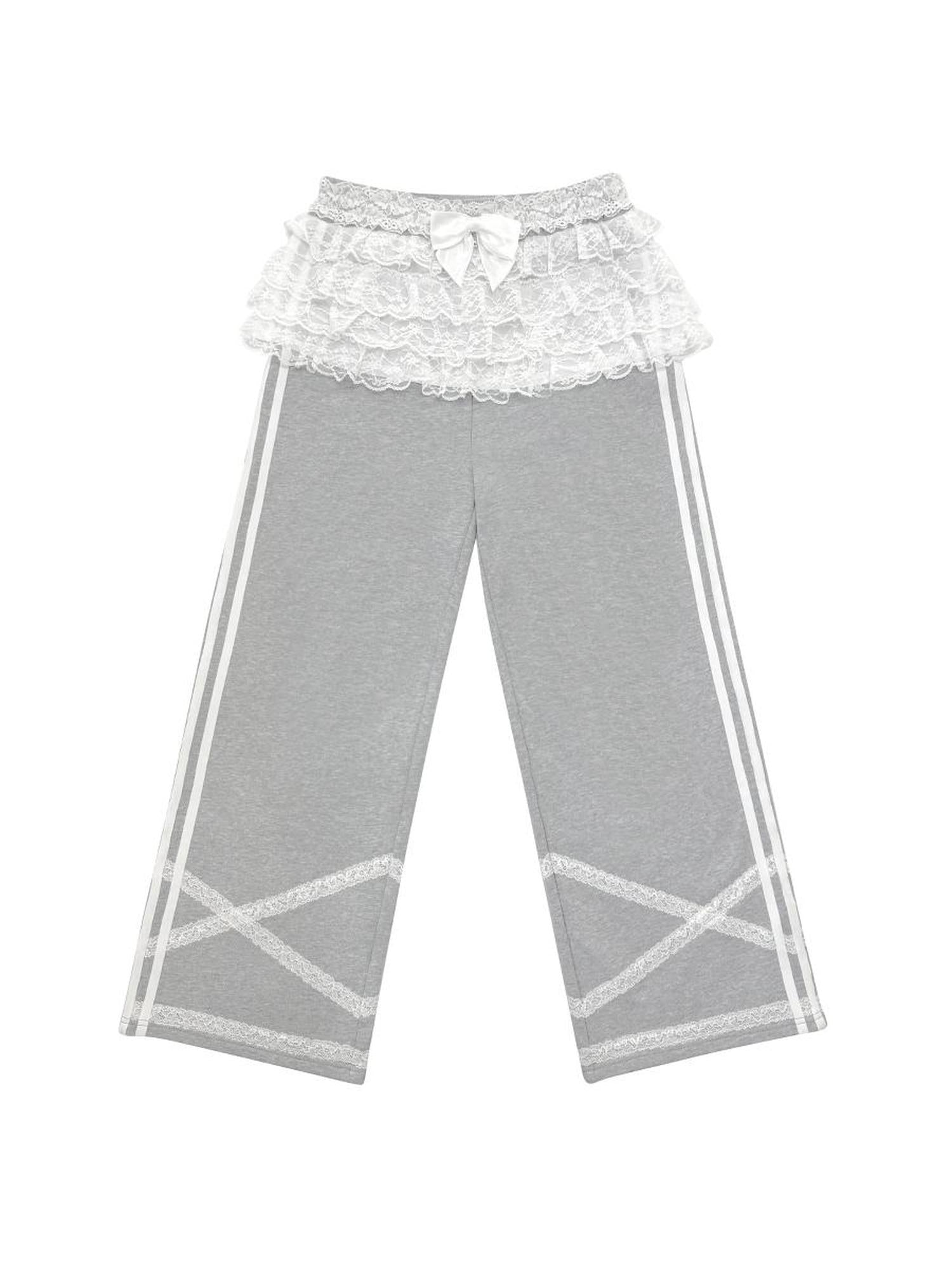 CFIERCE Lace Cake Skirt False Two Piece Sweatpants