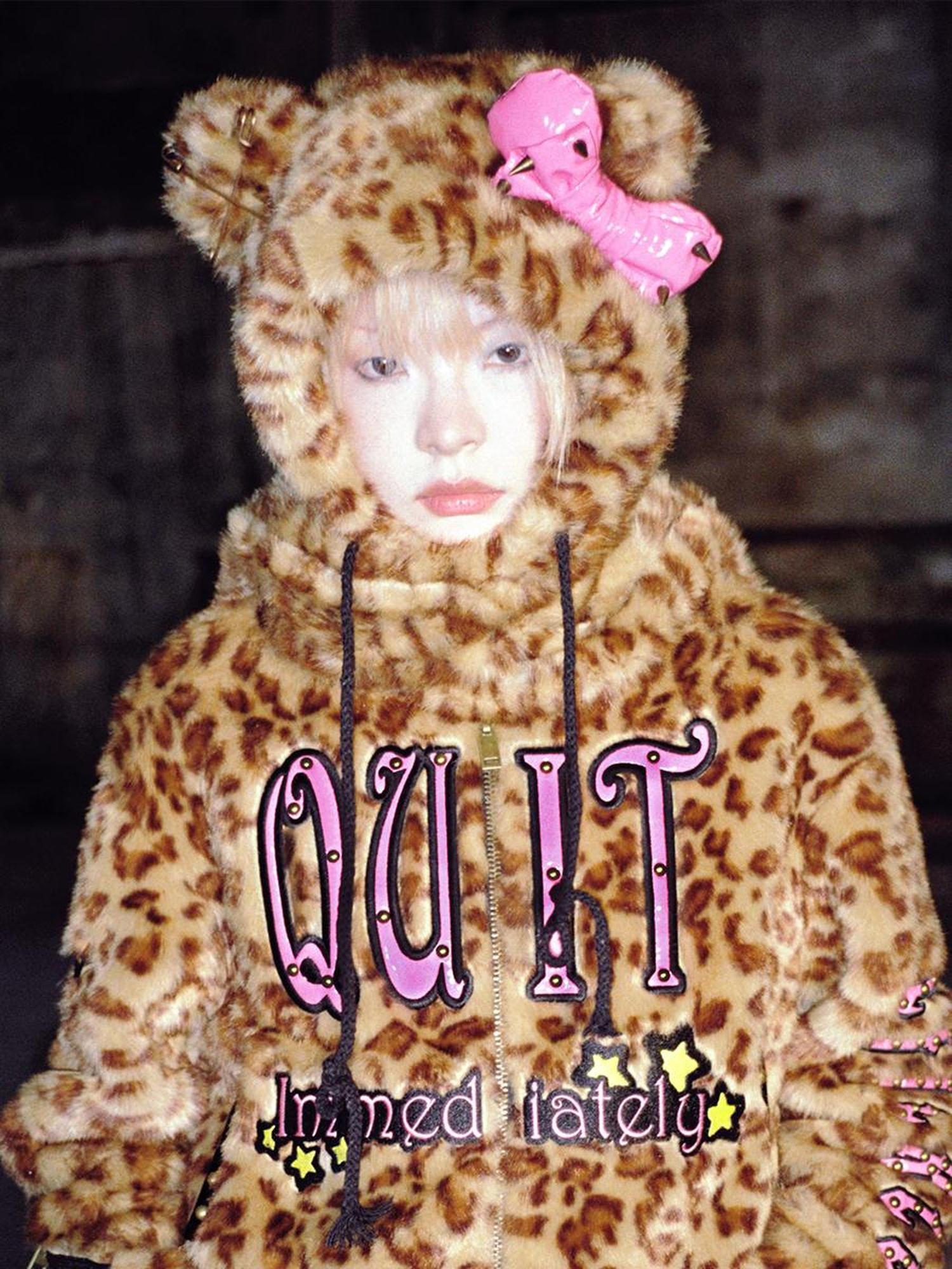 CFIERCE Leopard Print Bow Scarf Hat
