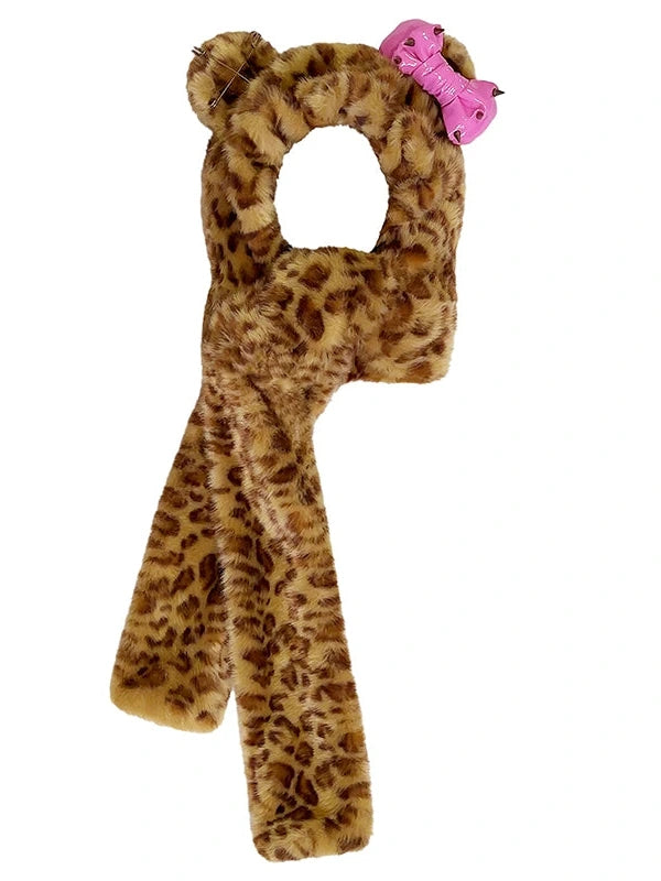Leopard Print Bow Scarf Hat