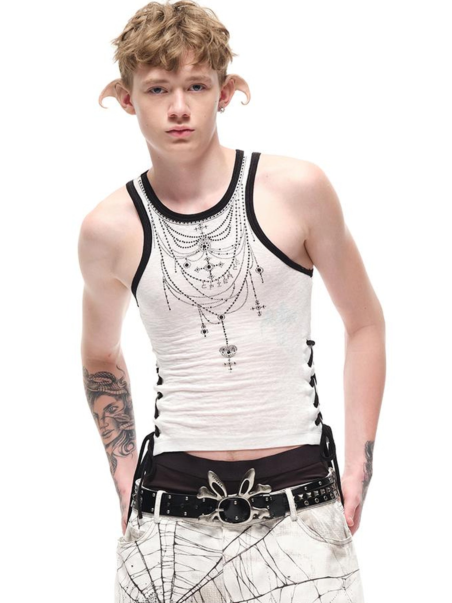 CFIERCE Lyocell Blend Sleeveless Top With Crystal Trim