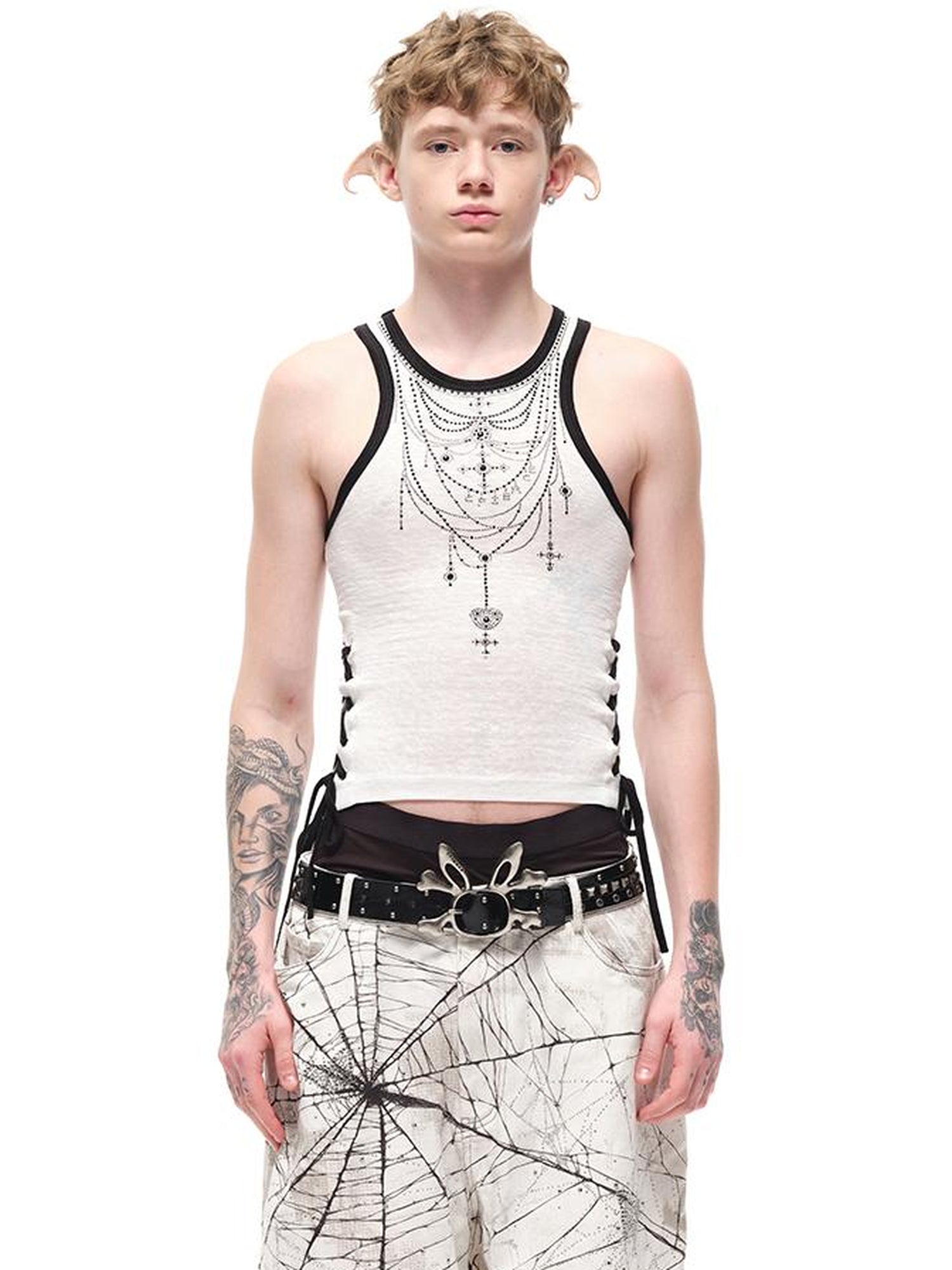 CFIERCE Lyocell Blend Sleeveless Top With Crystal Trim