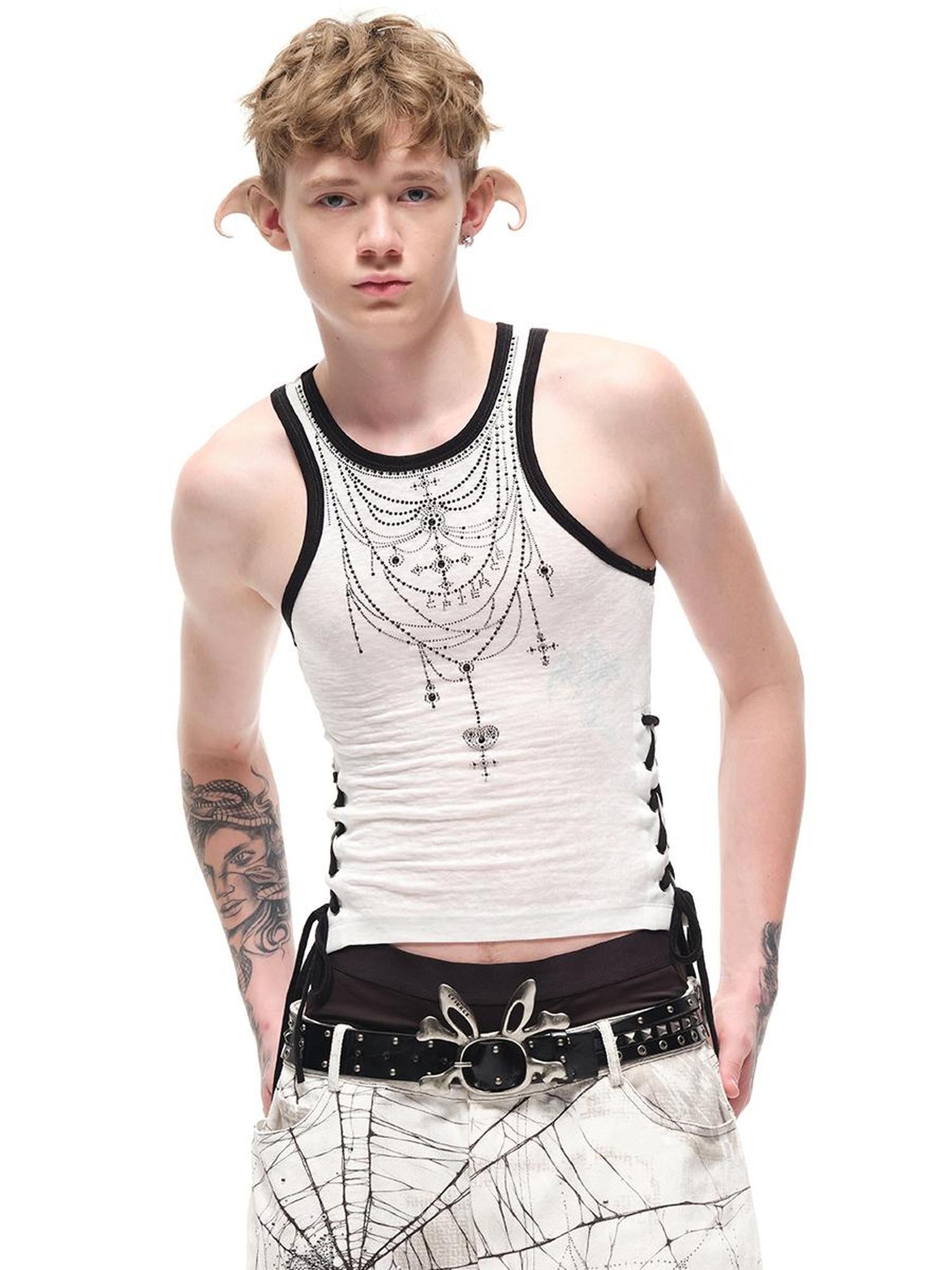 CFIERCE Lyocell Blend Sleeveless Top With Crystal Trim