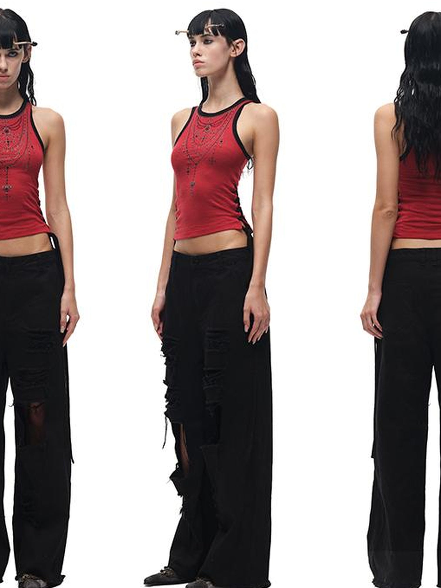 CFIERCE Lyocell Blend Sleeveless Top With Crystal Trim