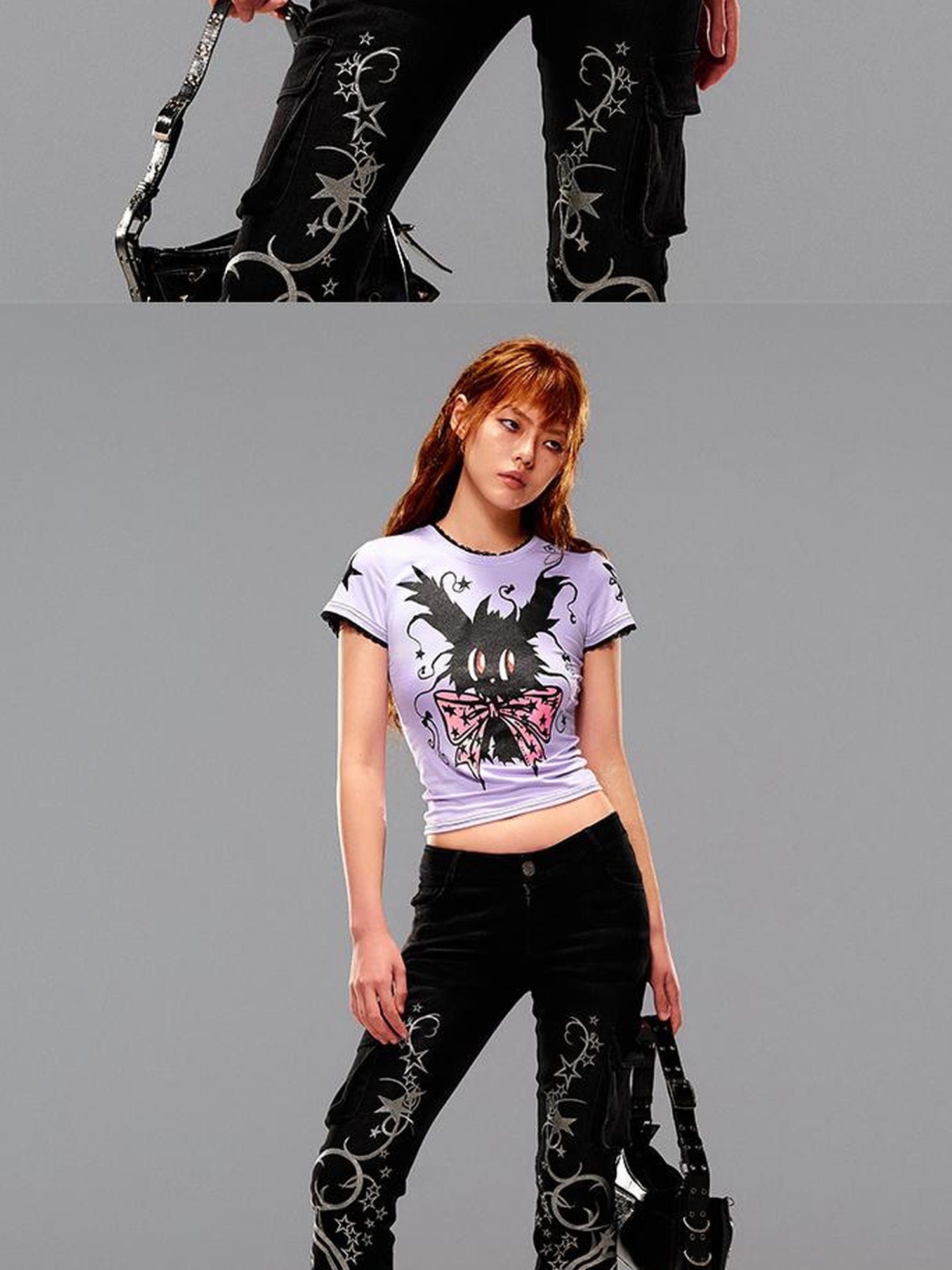 CFIERCE Magic Rabbit Glitter Print T-Shirt