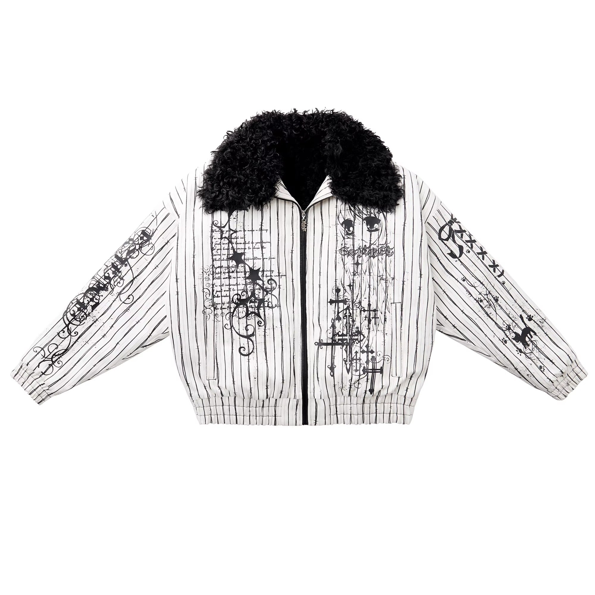 CFIERCE_Original_Cotton_Detachable_Lapel_Striped_Womens_White_Puffer_Jacket_MISSTT