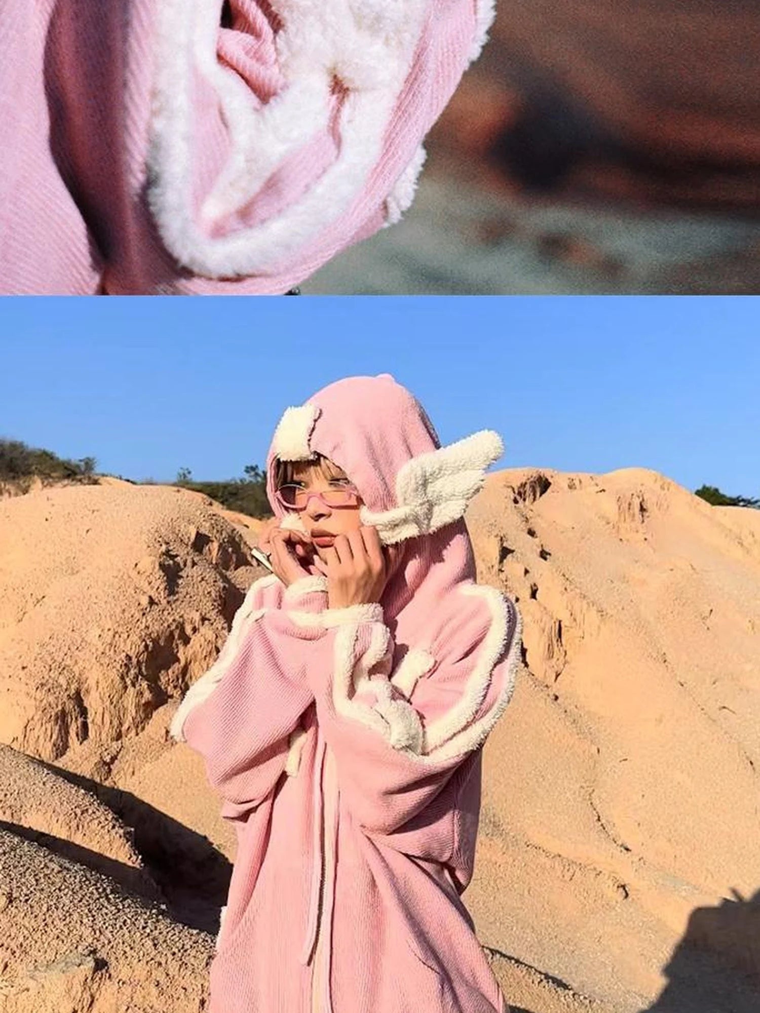 Pink Star Knit Cardigan With Angel Wing Details