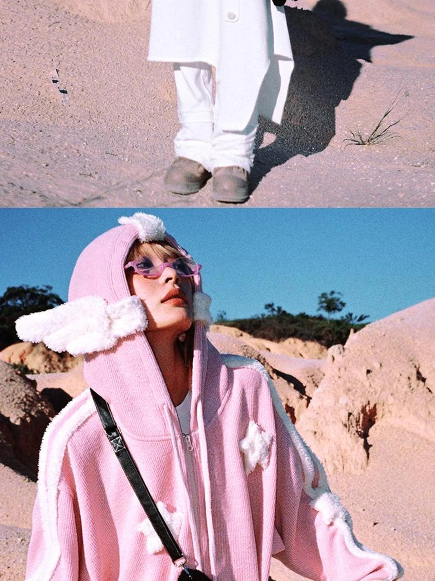 Pink Star Knit Cardigan With Angel Wing Details