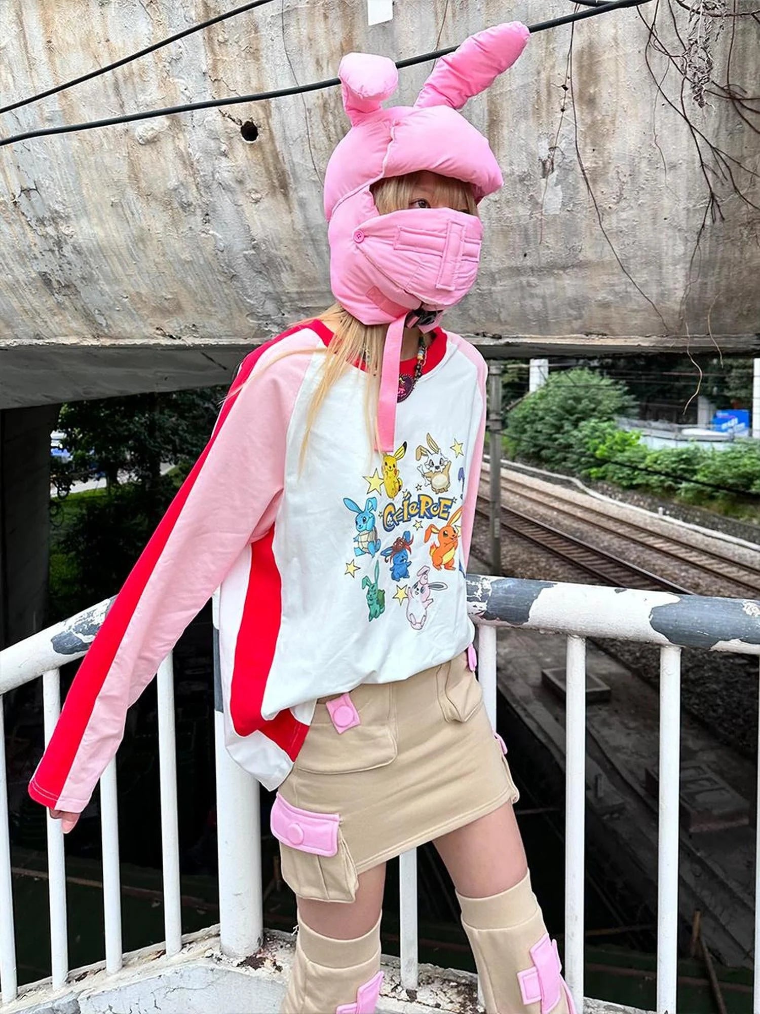 Plush Bunny Ears Cotton Hat